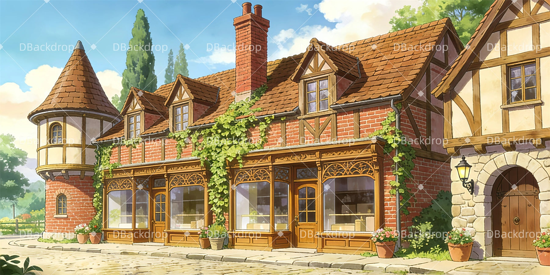 Professional Stage Backdrops House Exterior Theater Backdrop GQ63-T32