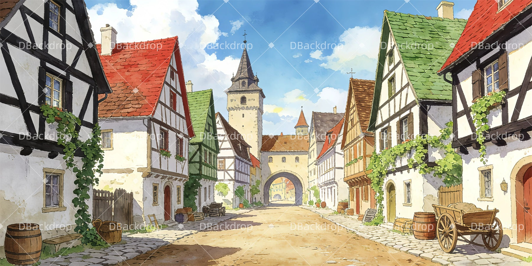 School Play Backdrops Quiet Countryside Performance Backdrop GQ63-T36