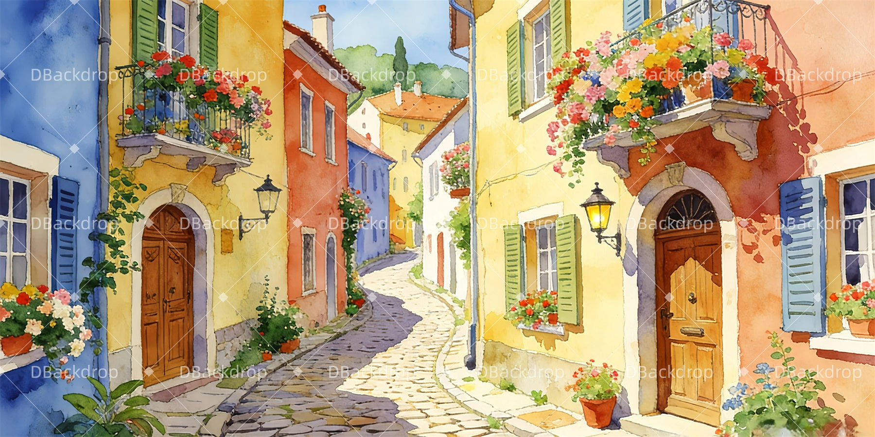 Theater Stage Backdrop European Village Backdrop For Theater GQ63-T39