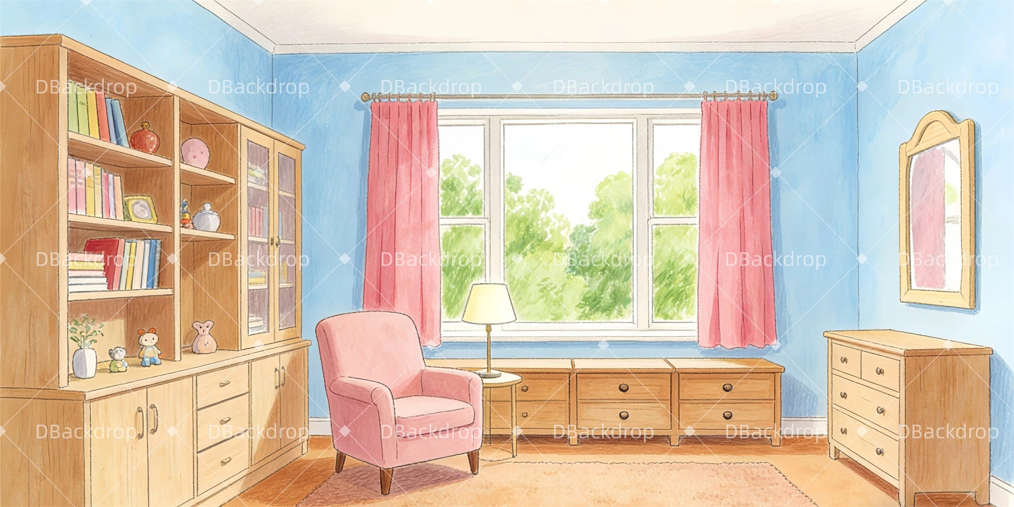 School Play Backdrops Sweet Bedroom Performance Backdrop GQ63-T52