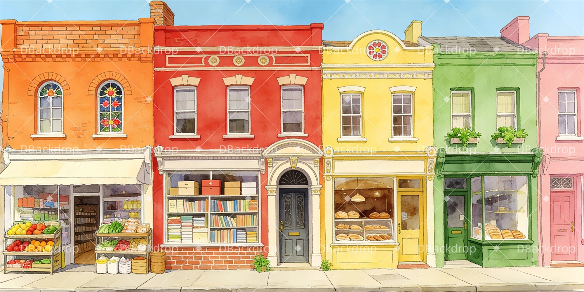 Theater Backdrop City Street Stage Backdrops For Sale GQ63-T57