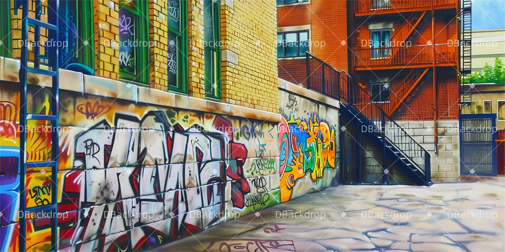 Theater Backdrop Graffiti Wall Stage Backdrops For Sale GQ63-T7