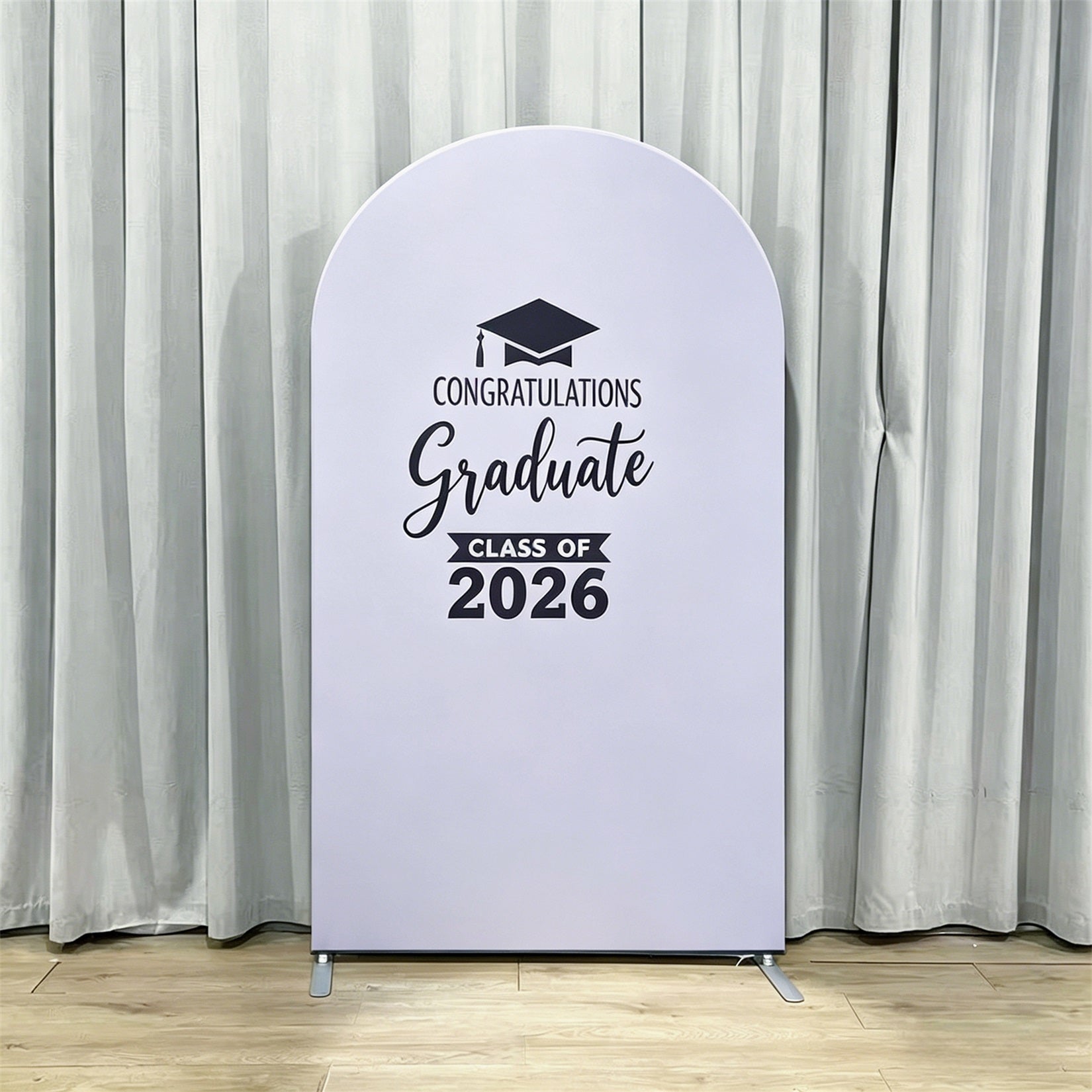Graduation Backdrop For Photos Light Gray Cap Typography Graduation Photography Backdrop GQ64-10