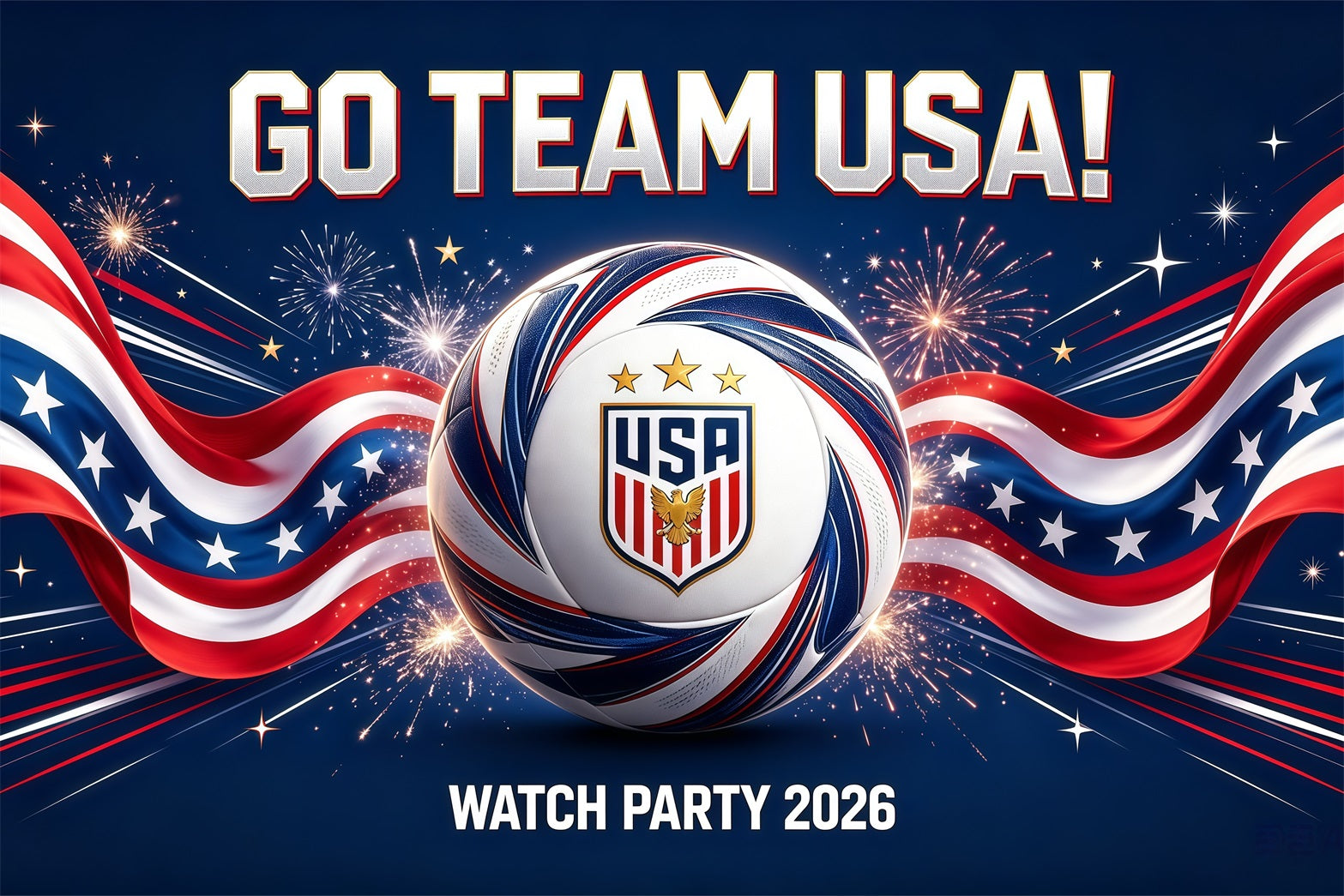 2026 Soccer  Watch Party Backdrop Team USA World Cup Banner Customization 2026 Soccer Party Backdrop GQ64-48
