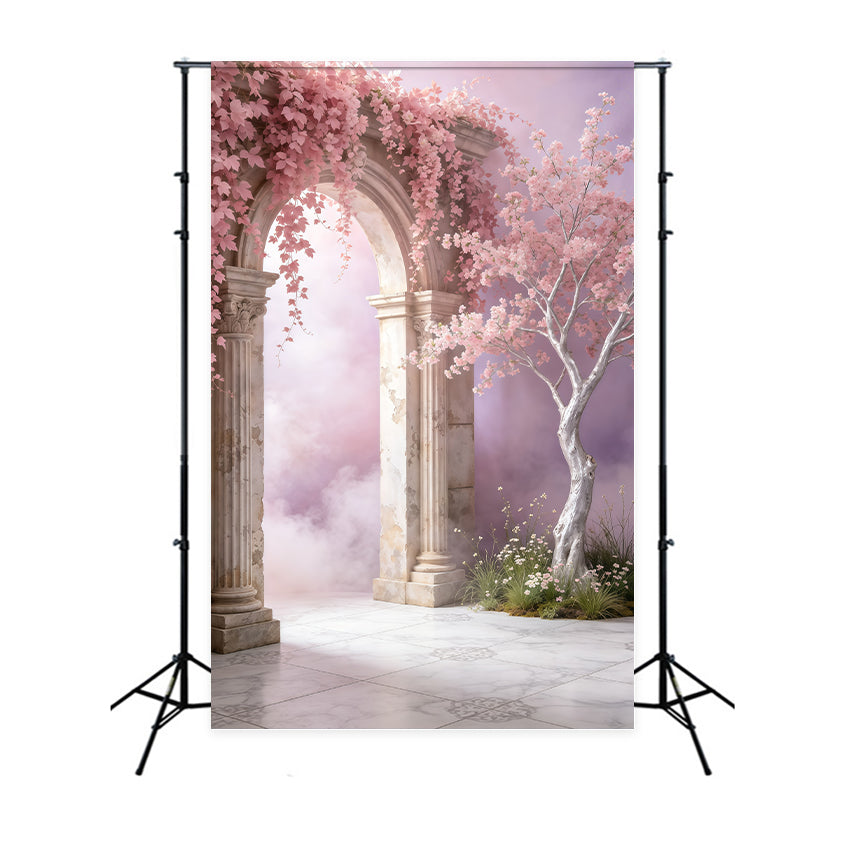 Portrait Backdrop Blush Blossom Marble Archway Abstract Backdrop GQ64-33