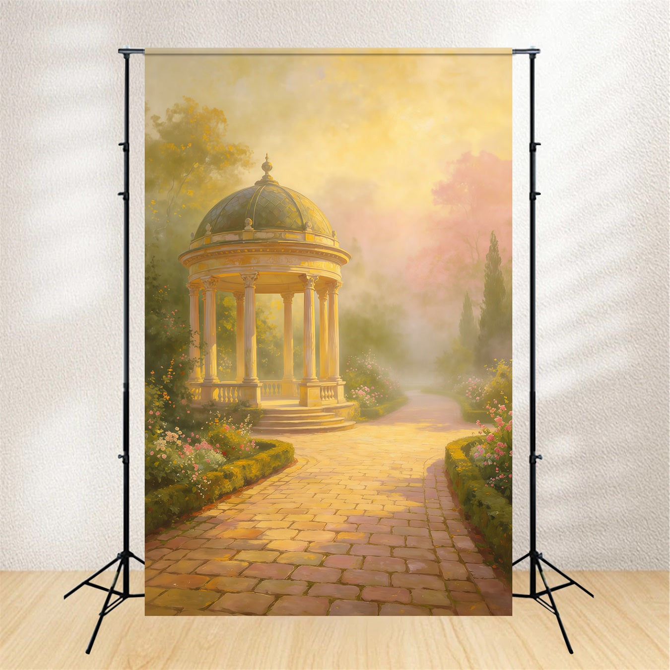 Portrait Photography Backdrop Golden Mist Garden Gazebo Path Abstract Backdrop GQ64-34