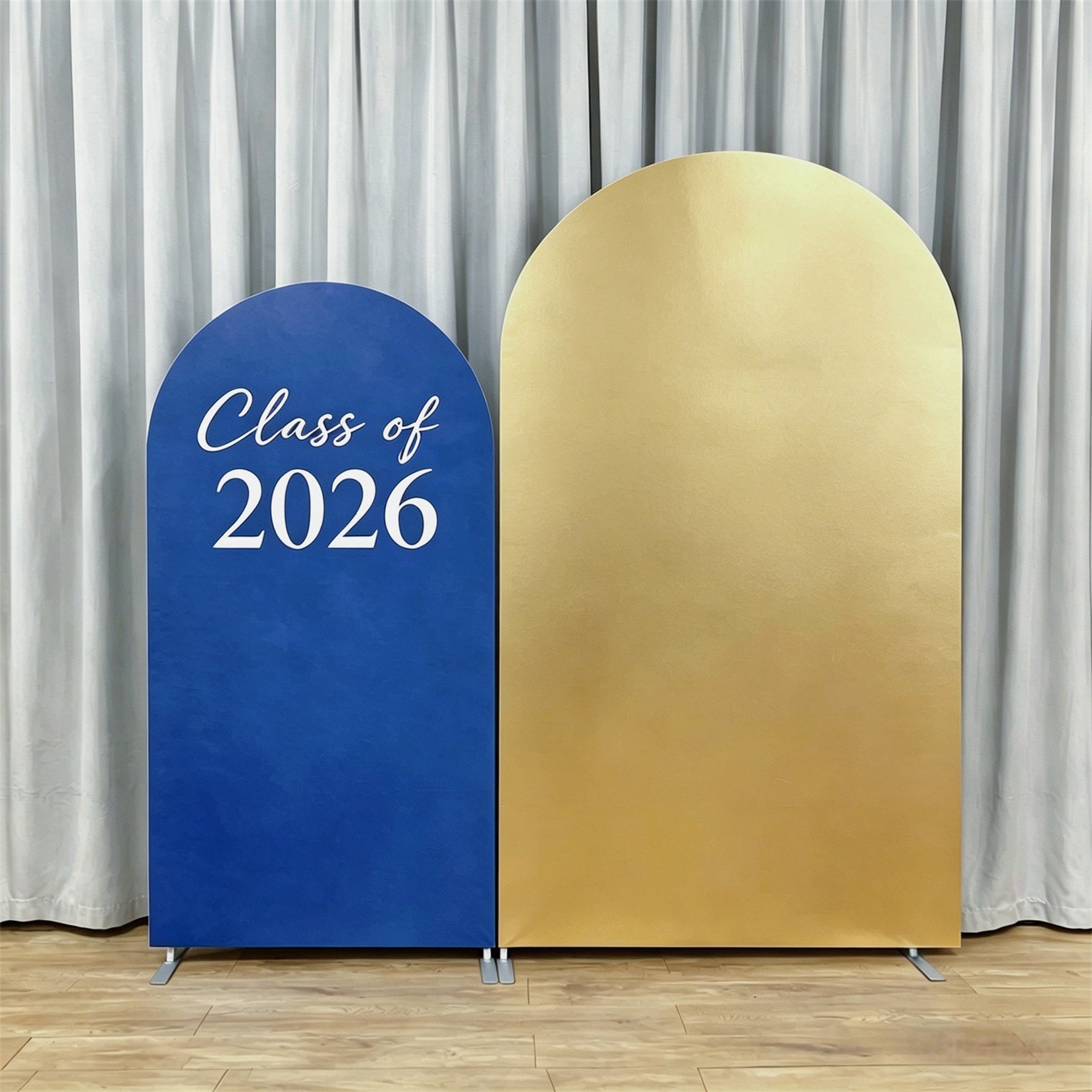 Personalized Graduation Arch Backdrop Blue Gold Dual Custom Graduation Arch Backdrop GQ64-17