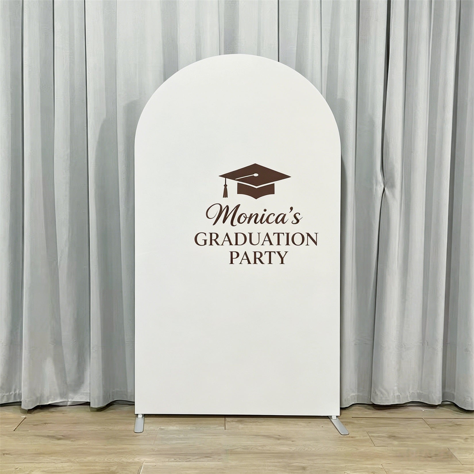 Personalized Graduation Backdrop White Brown Arch Party Accent Custom Graduation Backdrop GQ64-25