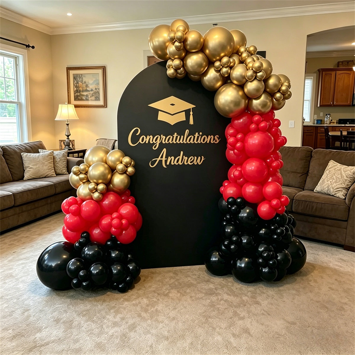 Graduation Photo Booth Backdrop Black Gold Party Arch Custom Graduation Photo Booth Backdrop GQ64-29