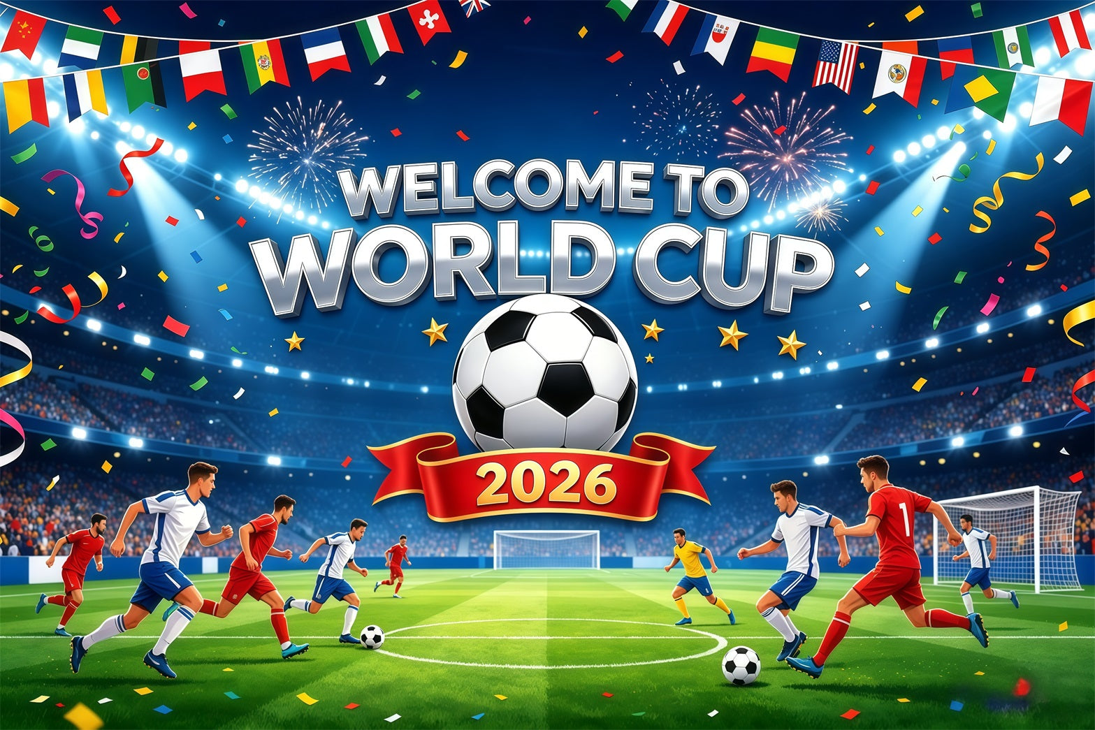 Stadium Night Party Backdrop Football World Cup Championship Match 2026 Soccer Party Backdrop GQ64-40