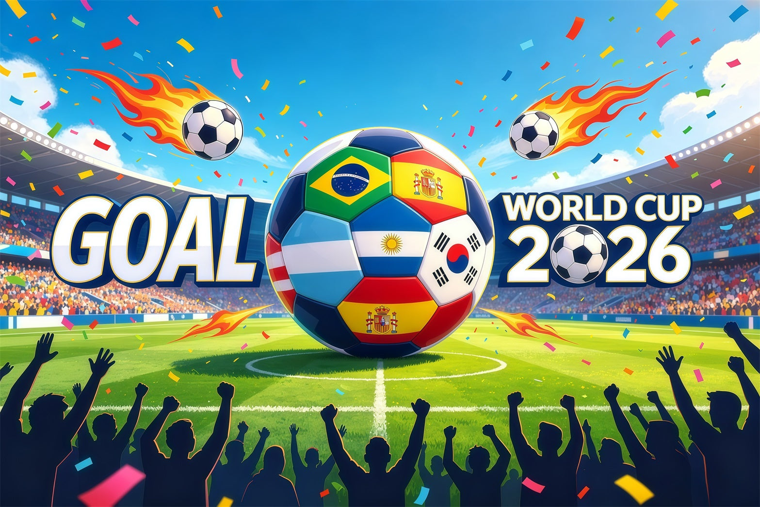 2026 Soccer Night Backdrop World Cup Global Goal Audience Customization 2026 Soccer Party Backdrop GQ64-46