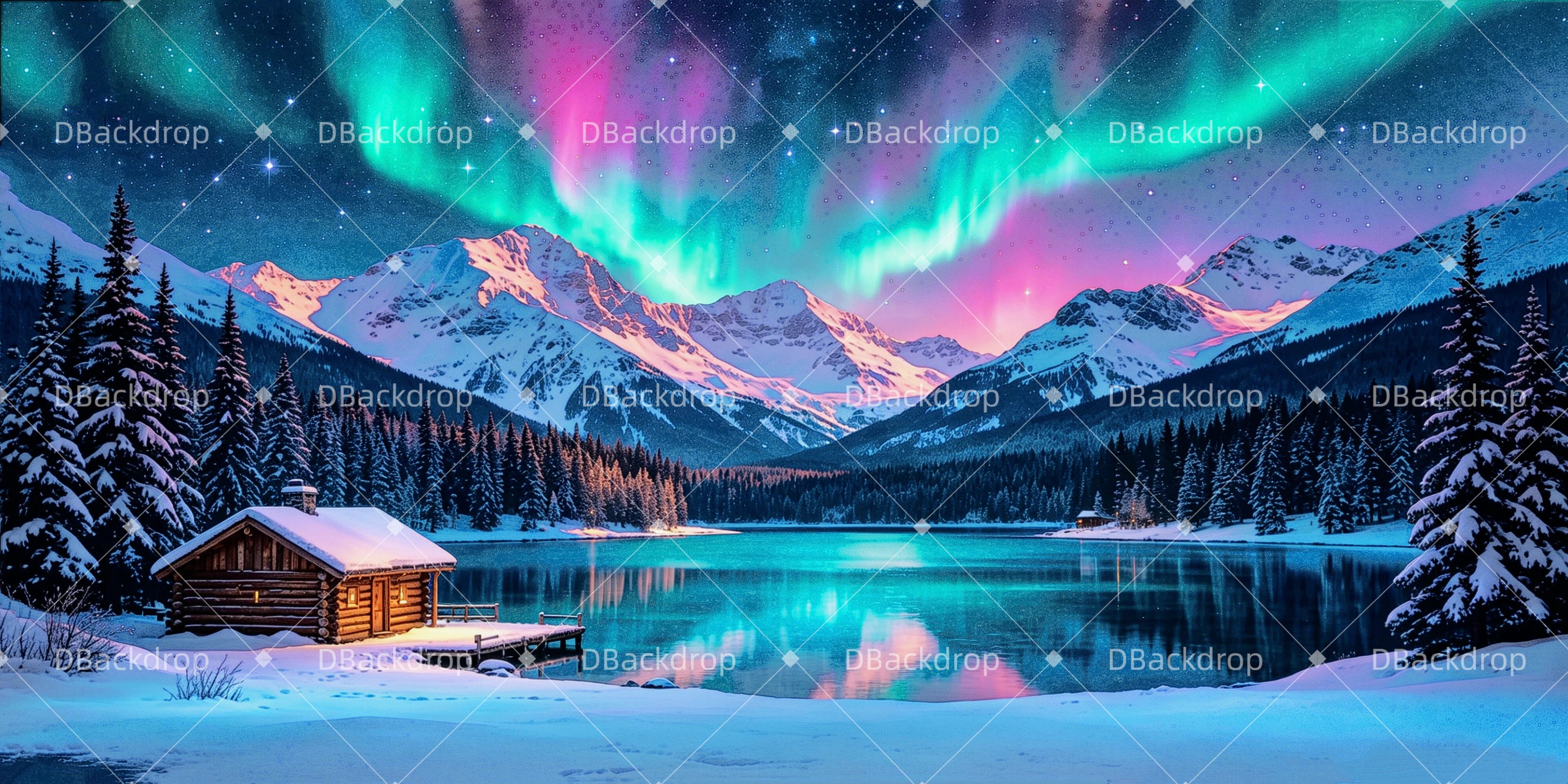 True North Backdrop Northern Wilderness Aurora VBS Scuba Backdrop GQ64-T14