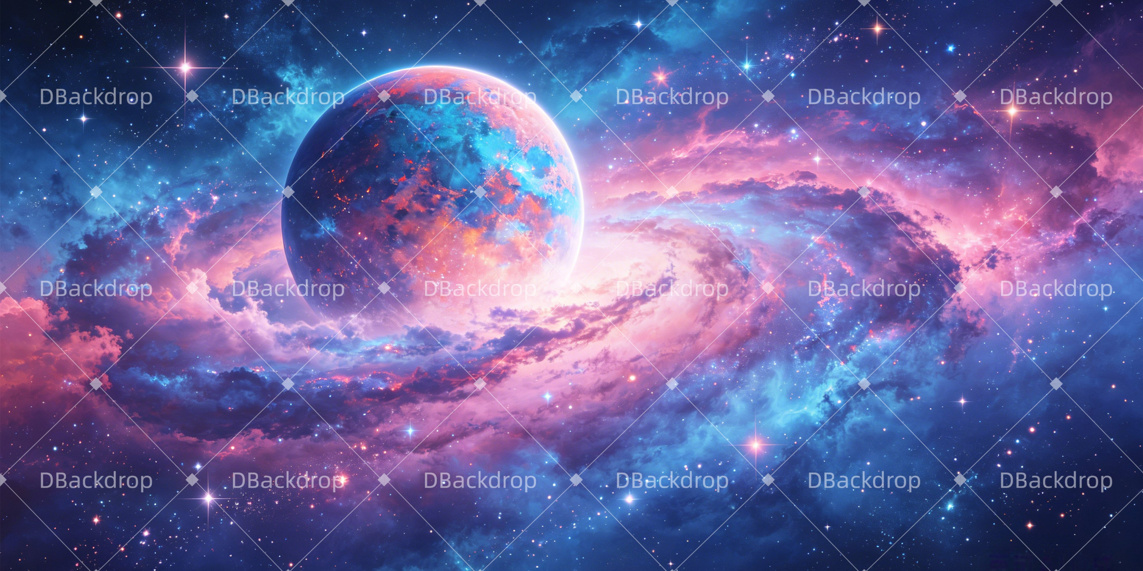 Outer Space Backdrop Pastel Nebula Planet Cloud Scuba VBS Backdrop GQ64-T18