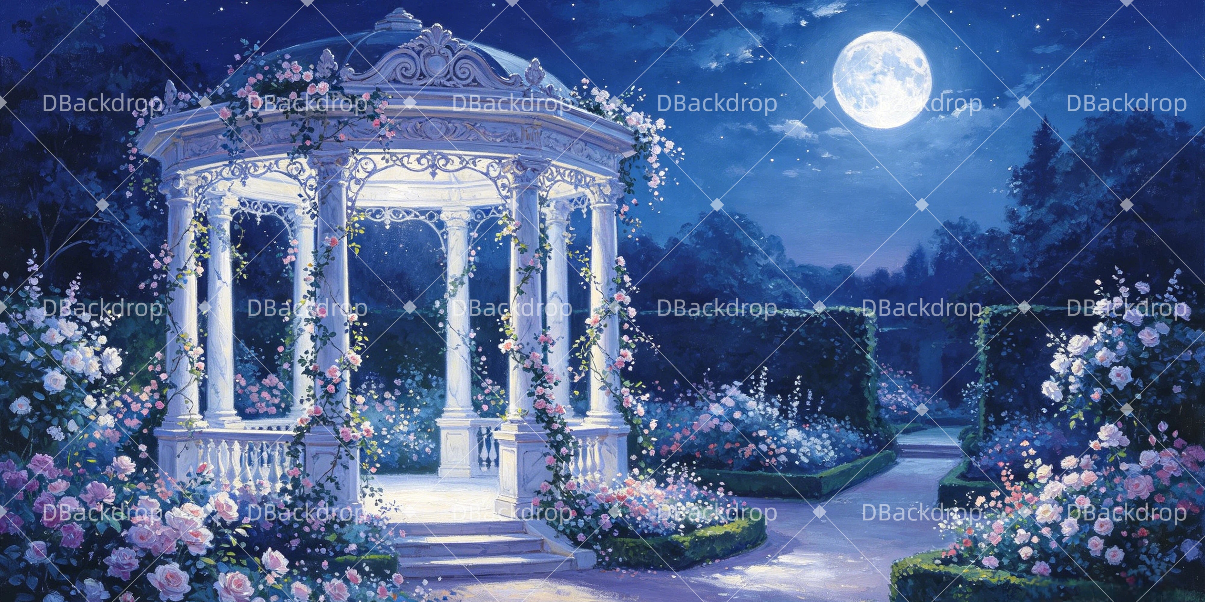 Movie Theater Backdrop Moonlit Pavilion Performance Backdrop GQ64-T5