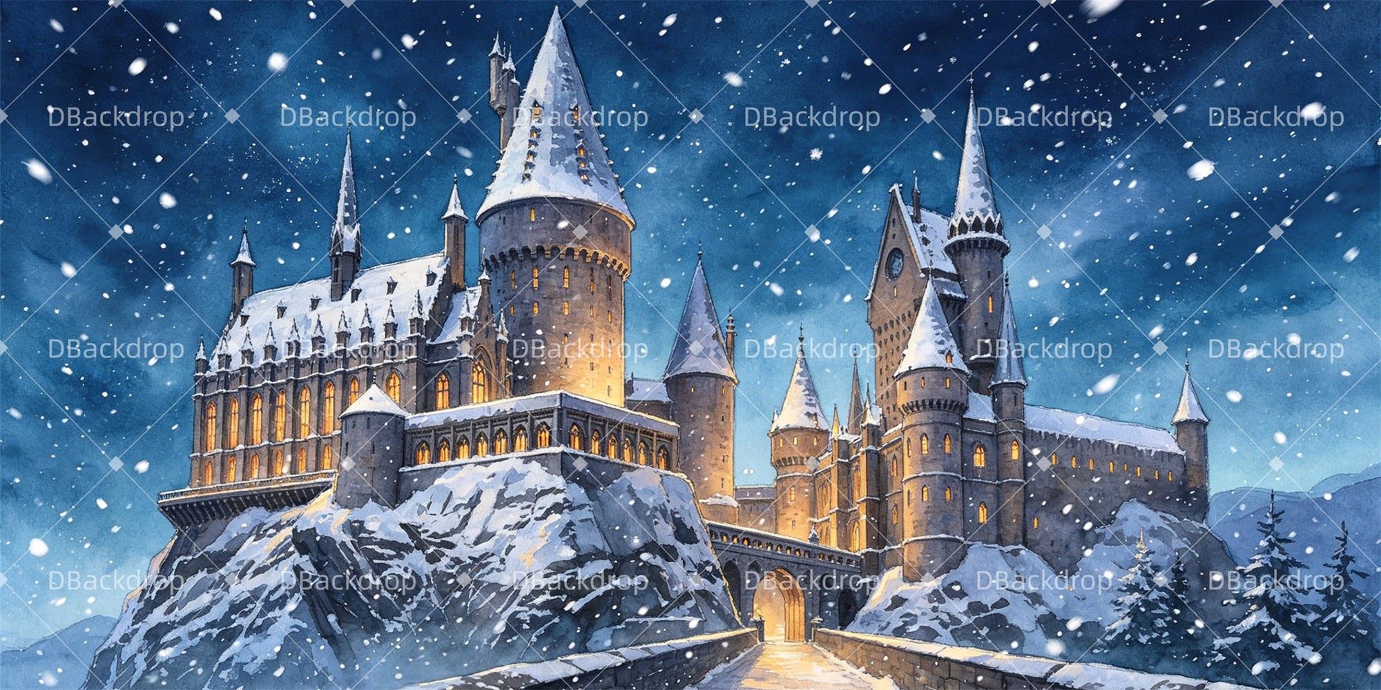 Performance Backdrop Winter Castle Exterior Movie Theater Backdrop GQ65-T11