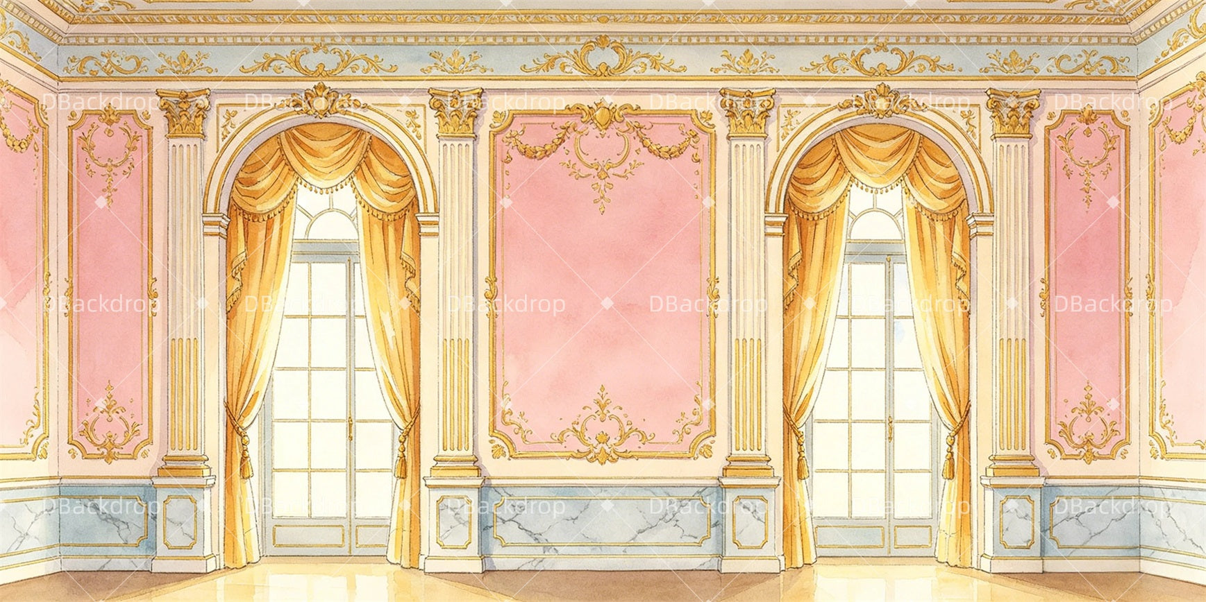 Performance Backdrops Elegant Banquet Hall Dance Stage Backdrop GQ65-T22