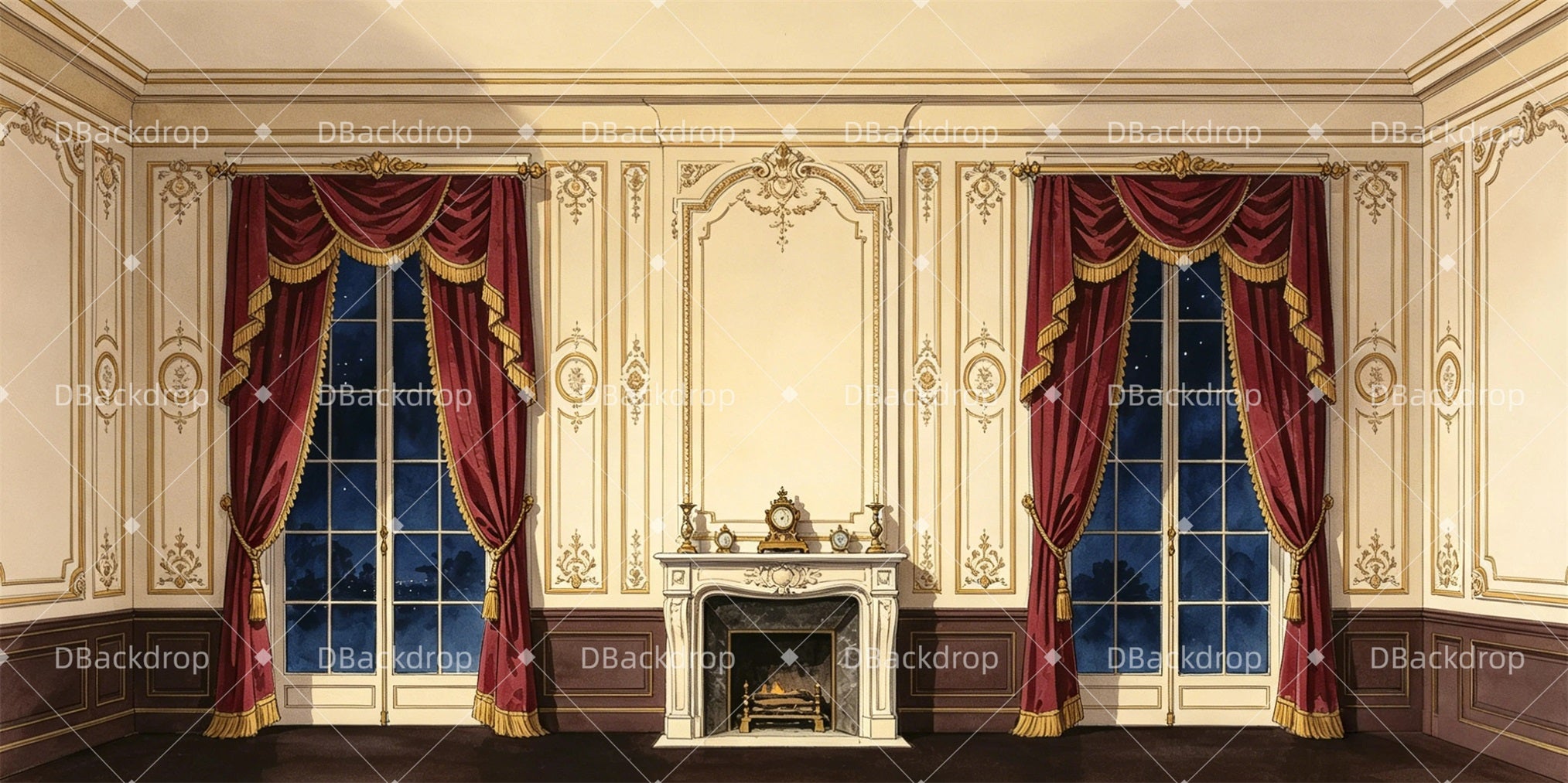 Theater Stage Backdrop Mansion Parlor Performance Backdrops GQ65-T24