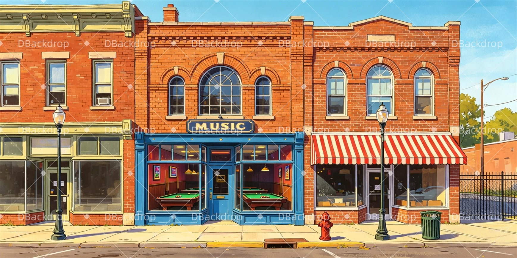 Stage Backdrop Small Town Street Theater Backdrops For Sale GQ65-T28