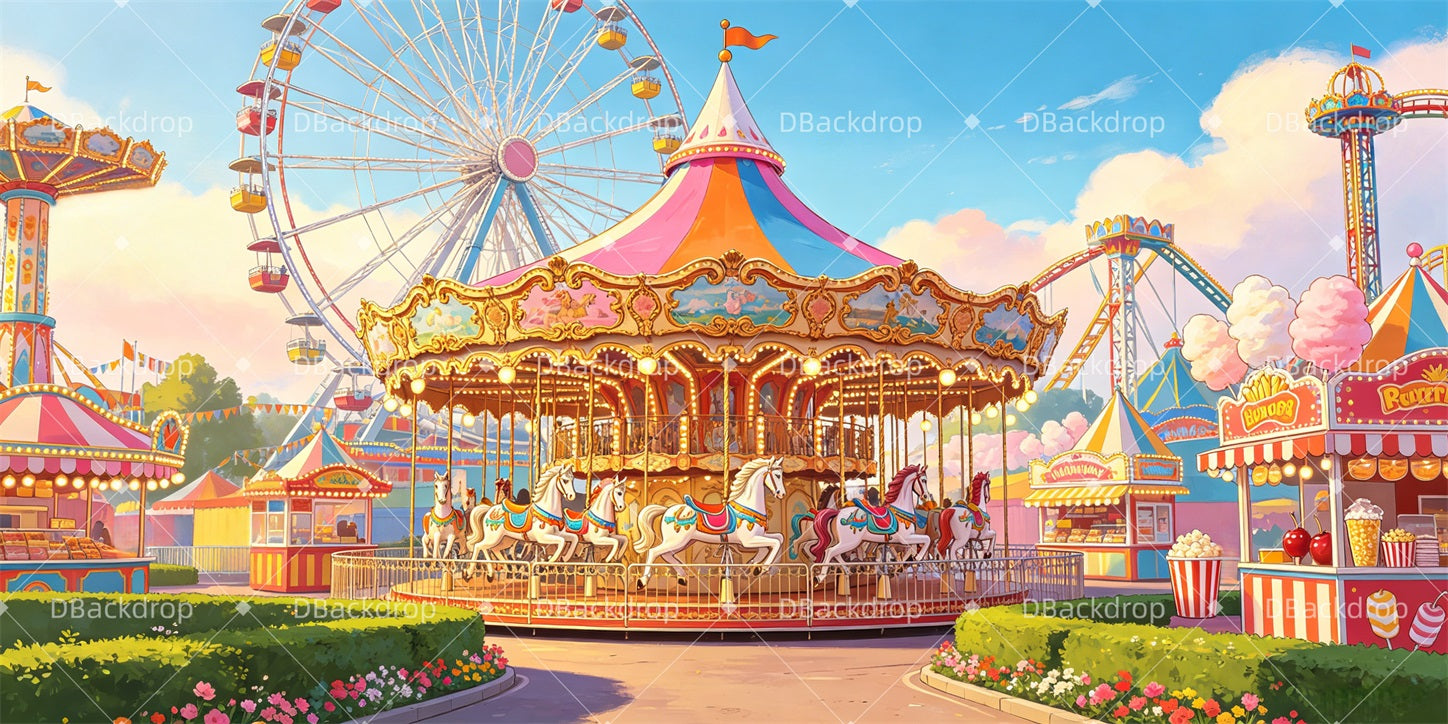 Circus Stage Backdrop Amusement Park School Play Backdrops GQ65-T31