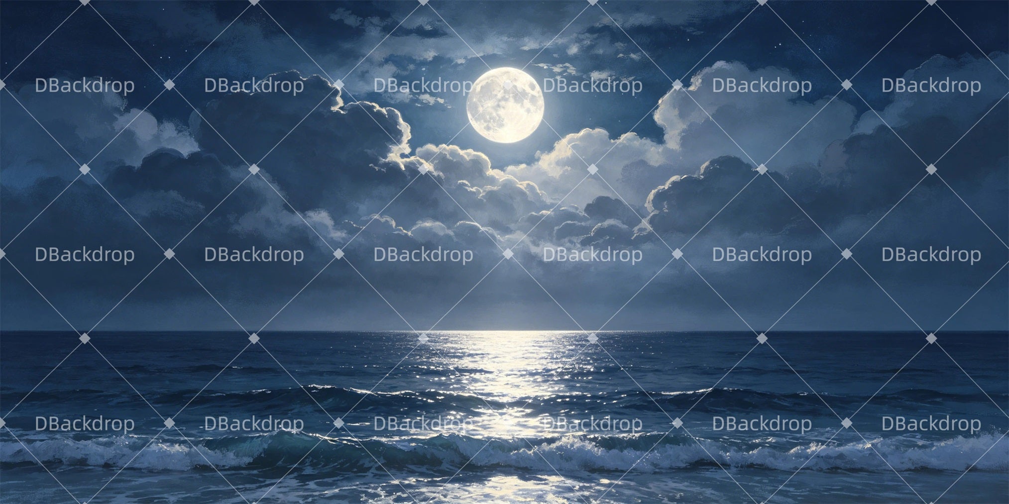 Theater Backdrop Moonlit Ocean Stage Backdrops For Sale GQ65-T37