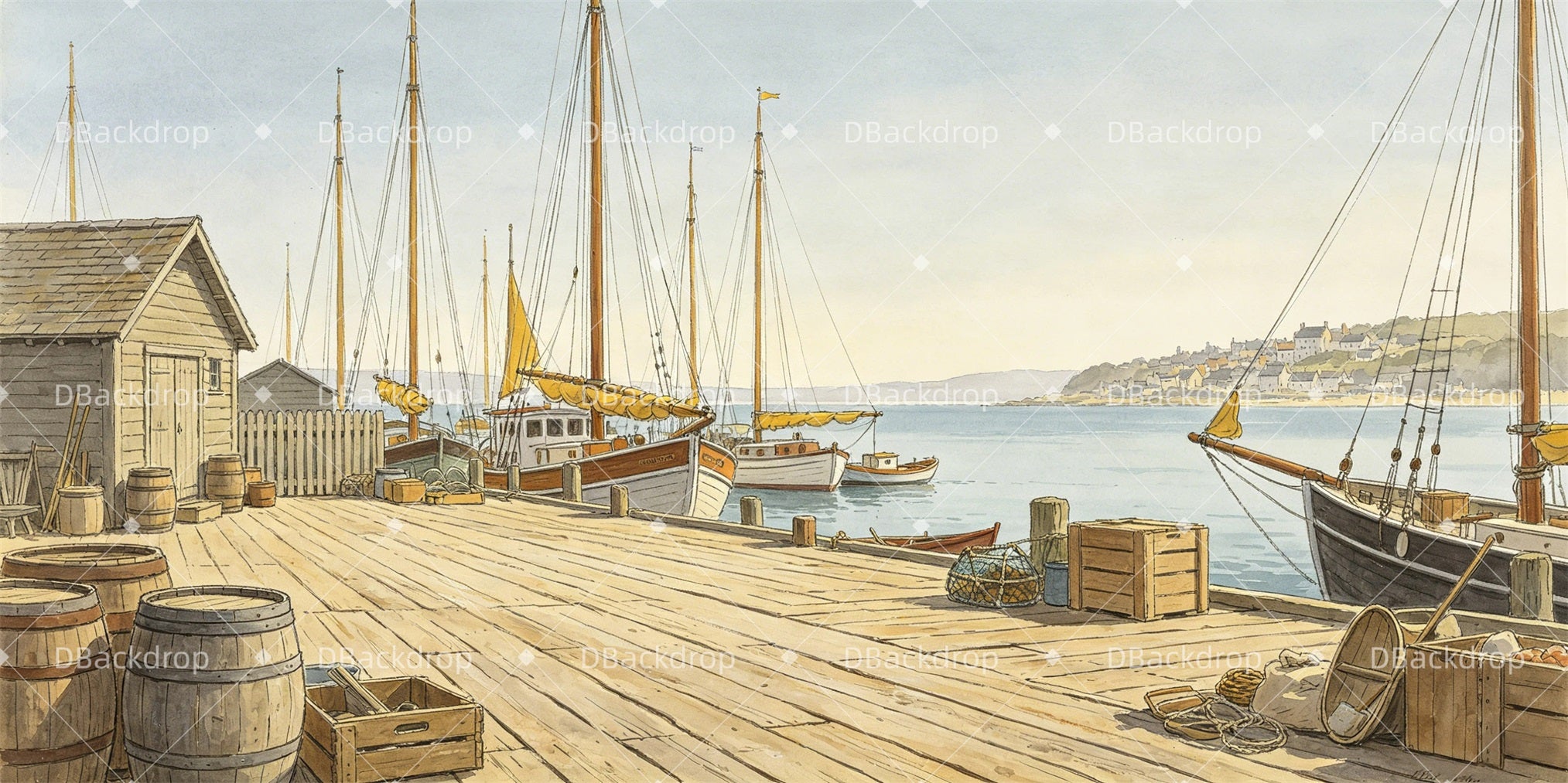 Movie Theater Backdrop Harbor Docks Stage Backdrop Ideas GQ65-T38