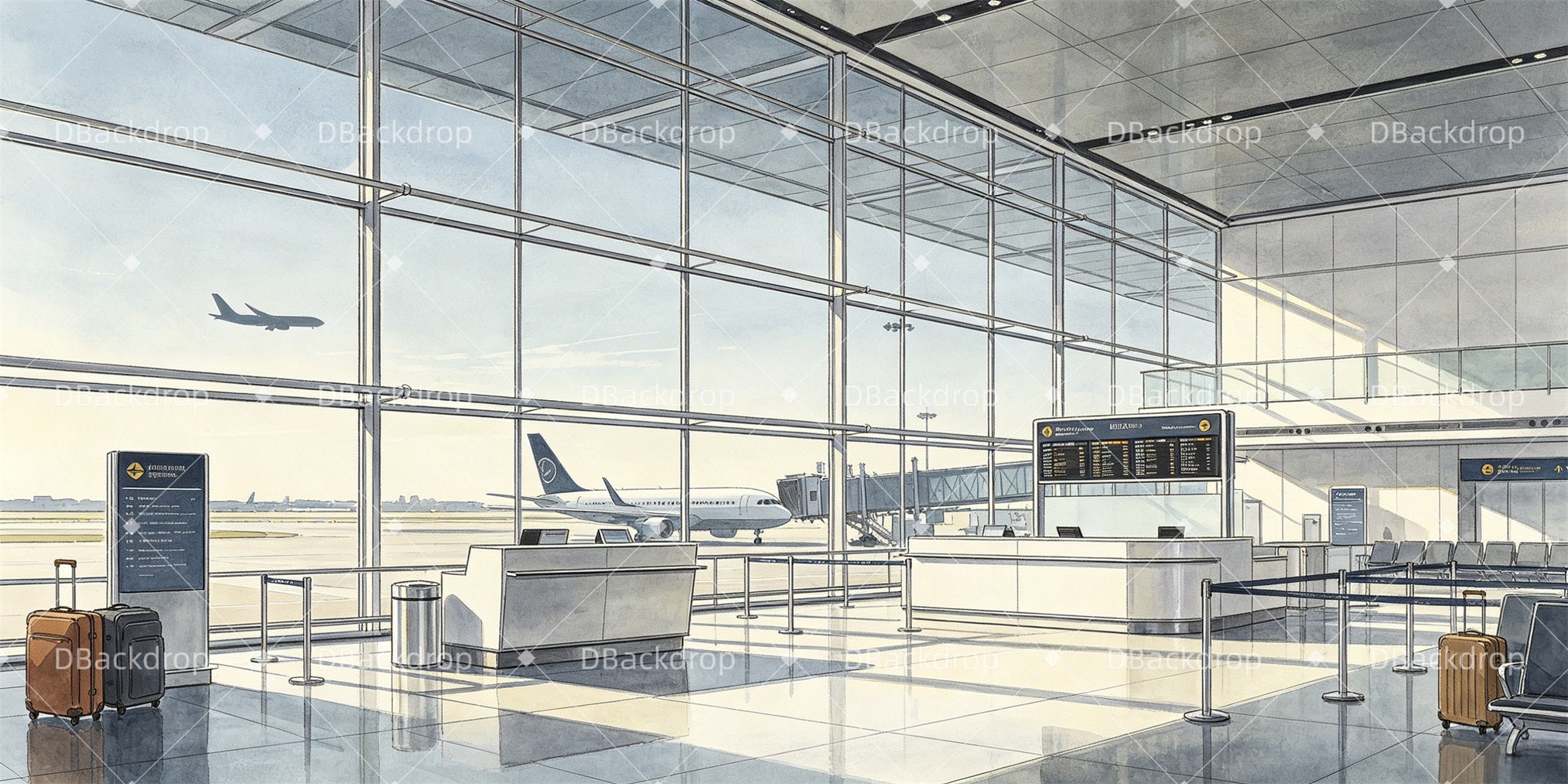 Performance Backdrops Airport Departure Hall Stage Backdrop GQ65-T41
