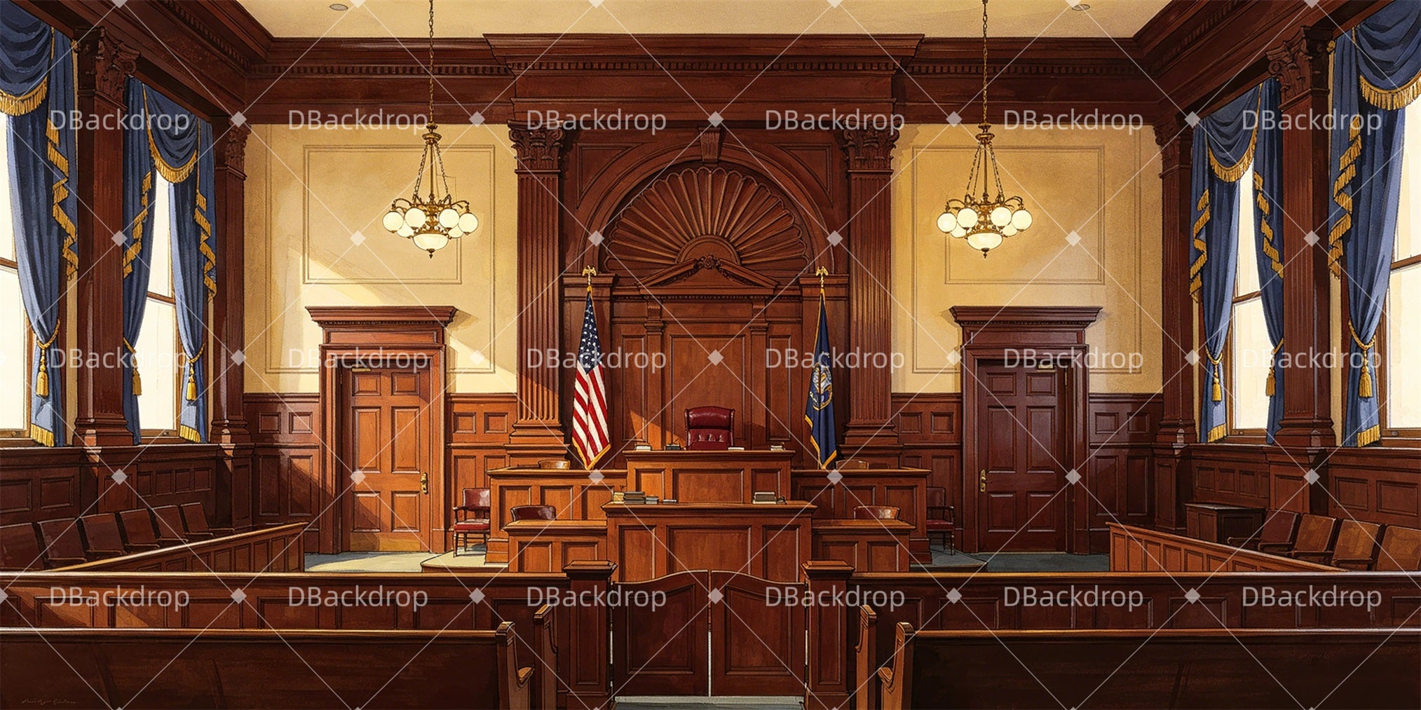 Professional Stage Backdrops Courtroom Interior Theater Backdrops GQ65-T44