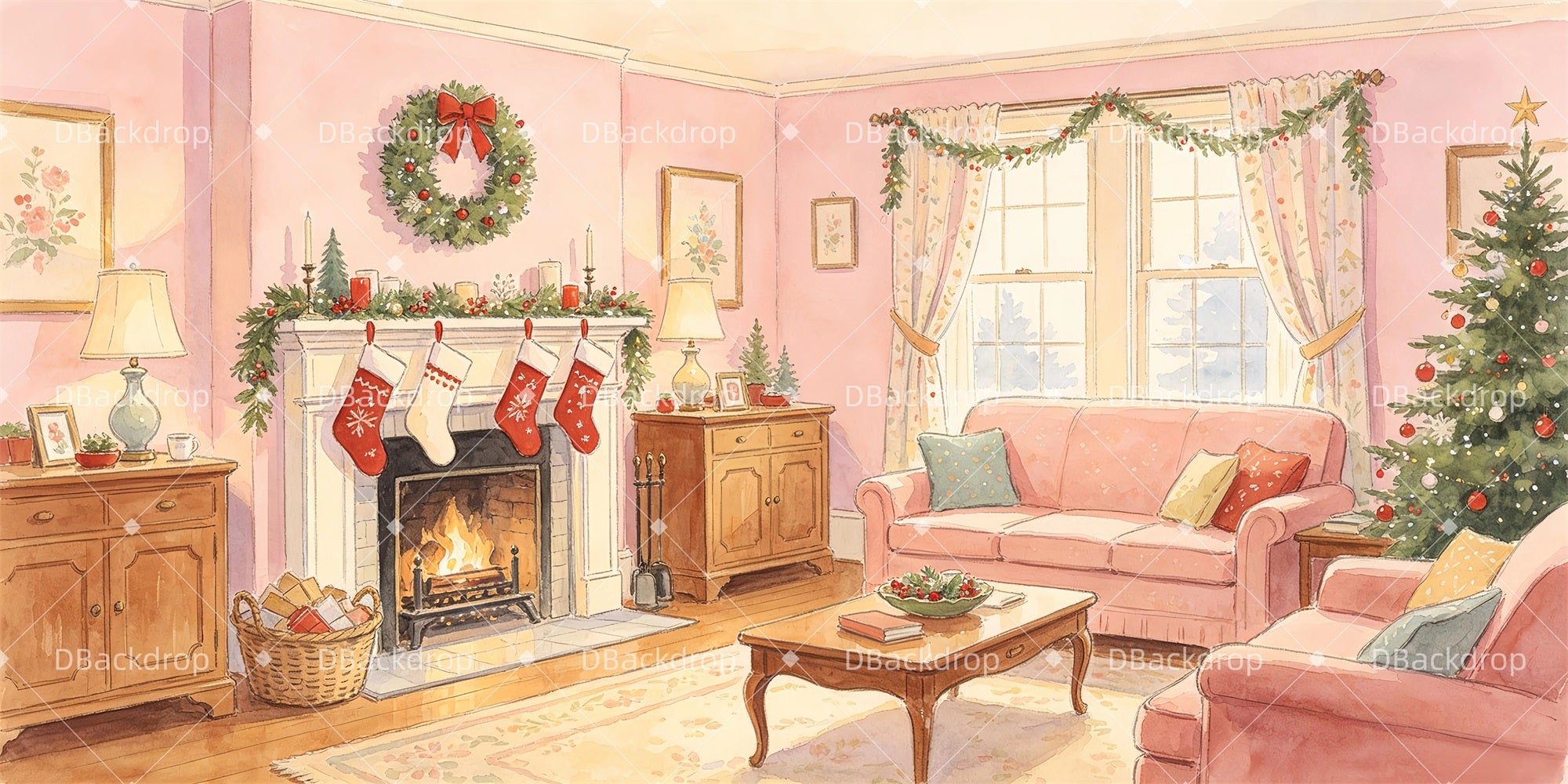 Theater Stage Backdrops Pink Living Room Performance Backdrop GQ65-T53