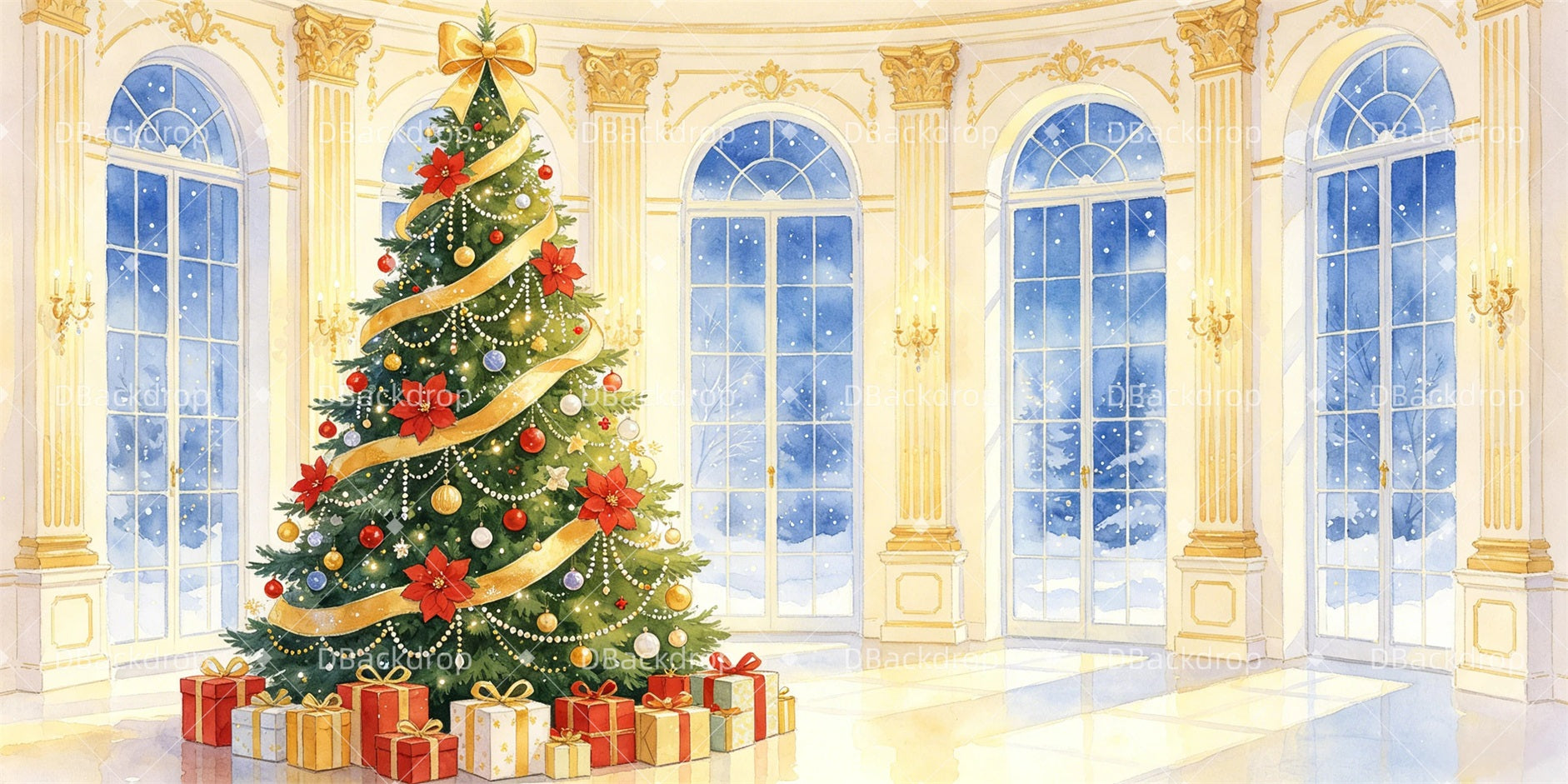 Nutcracker Ballet Backdrop Grand Christmas Ballroom Dance Backdrop GQ65-T56