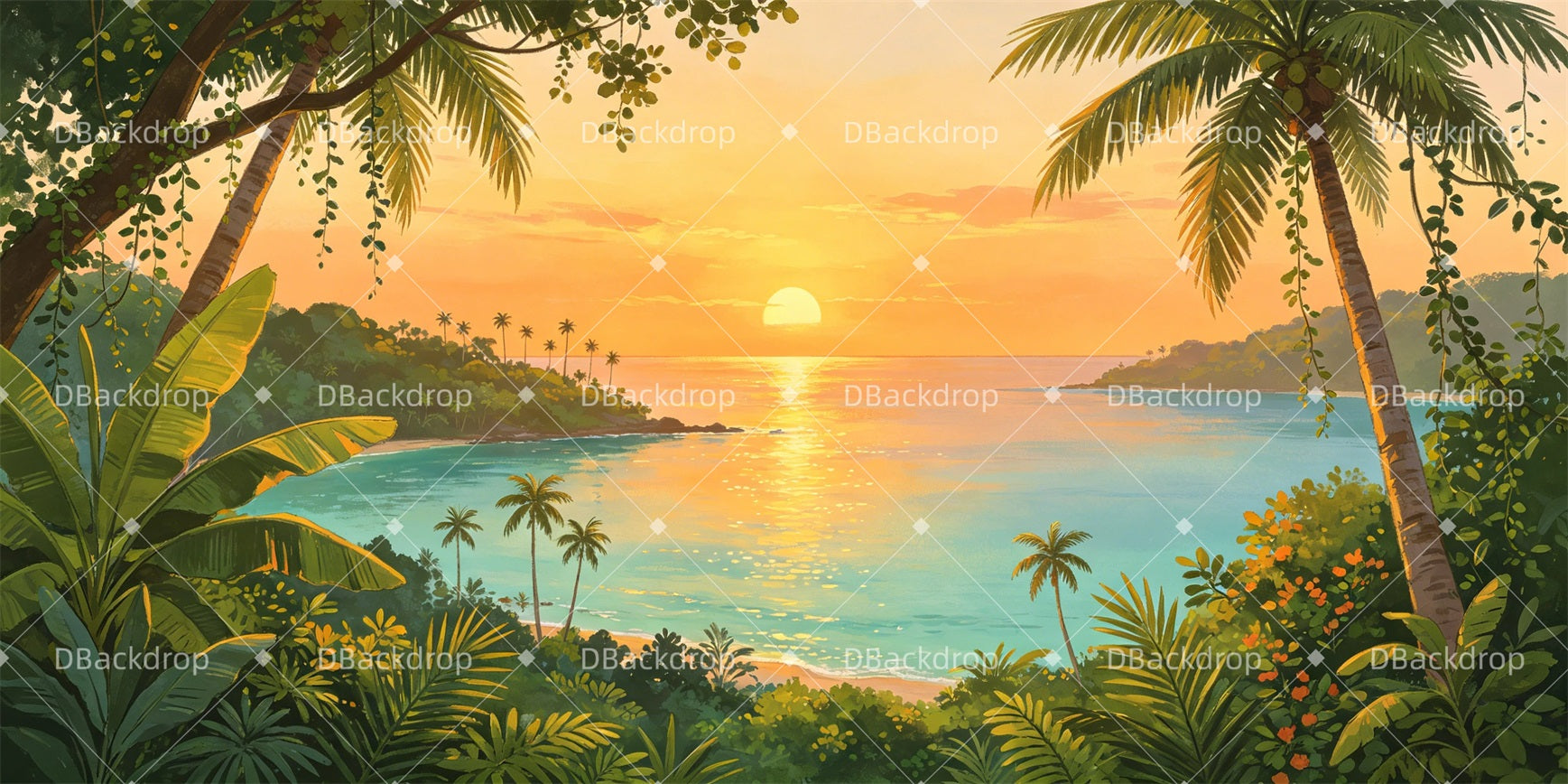 Performance Backdrop Rainforest Sunset Forest Stage Backdrop GQ65-T67