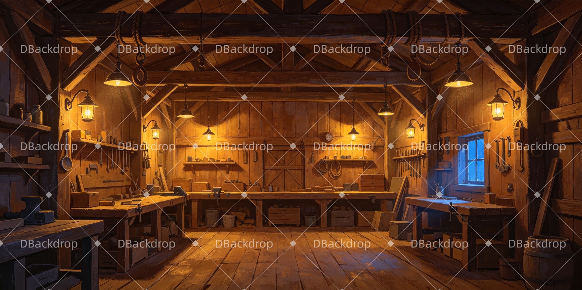 Stage Backdrop Wooden Workshop Theater Backdrops For Sale GQ65-T81