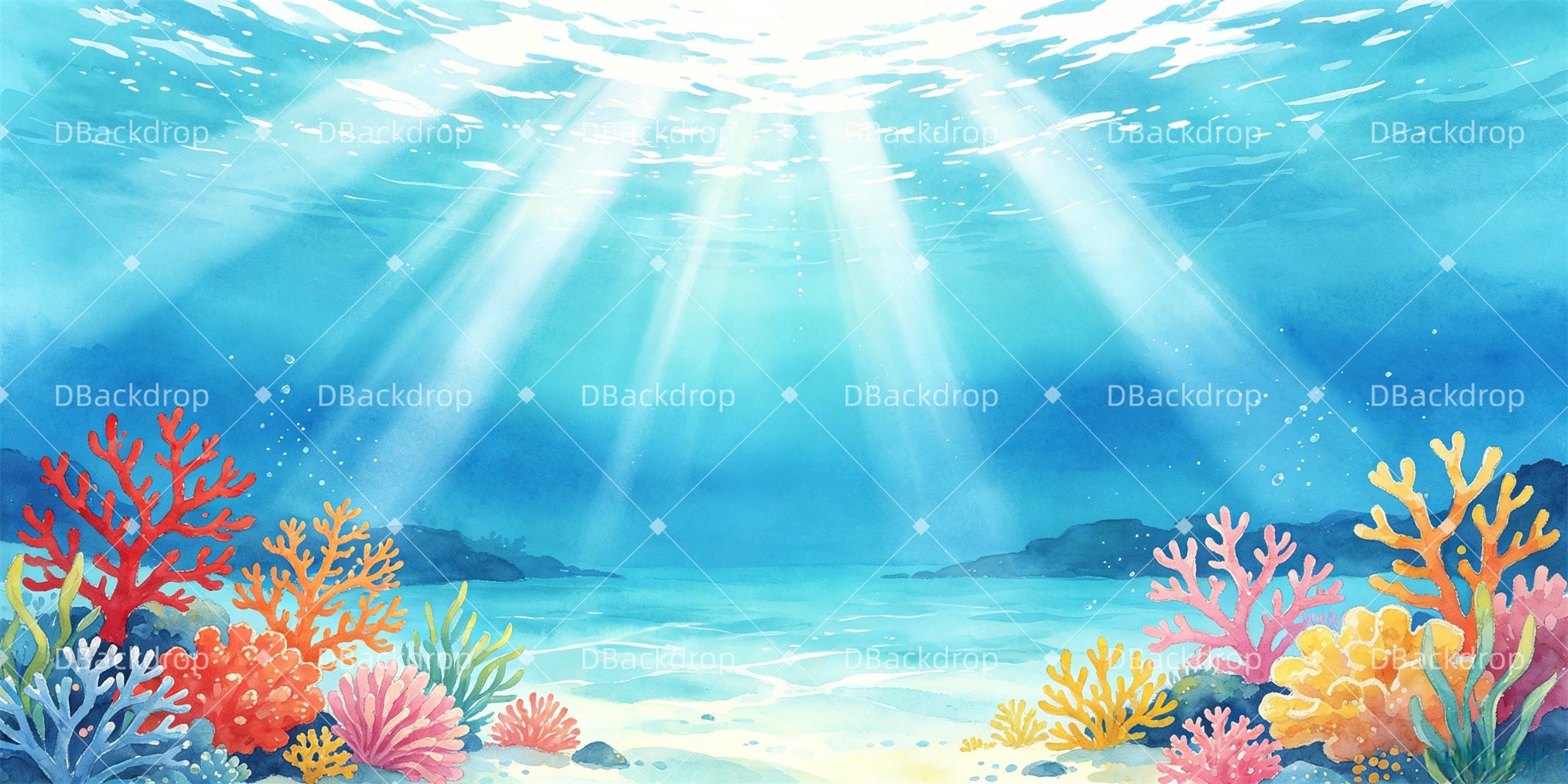 School Play Backdrop Underwater Coral Performance Backdrop GQ65-T88