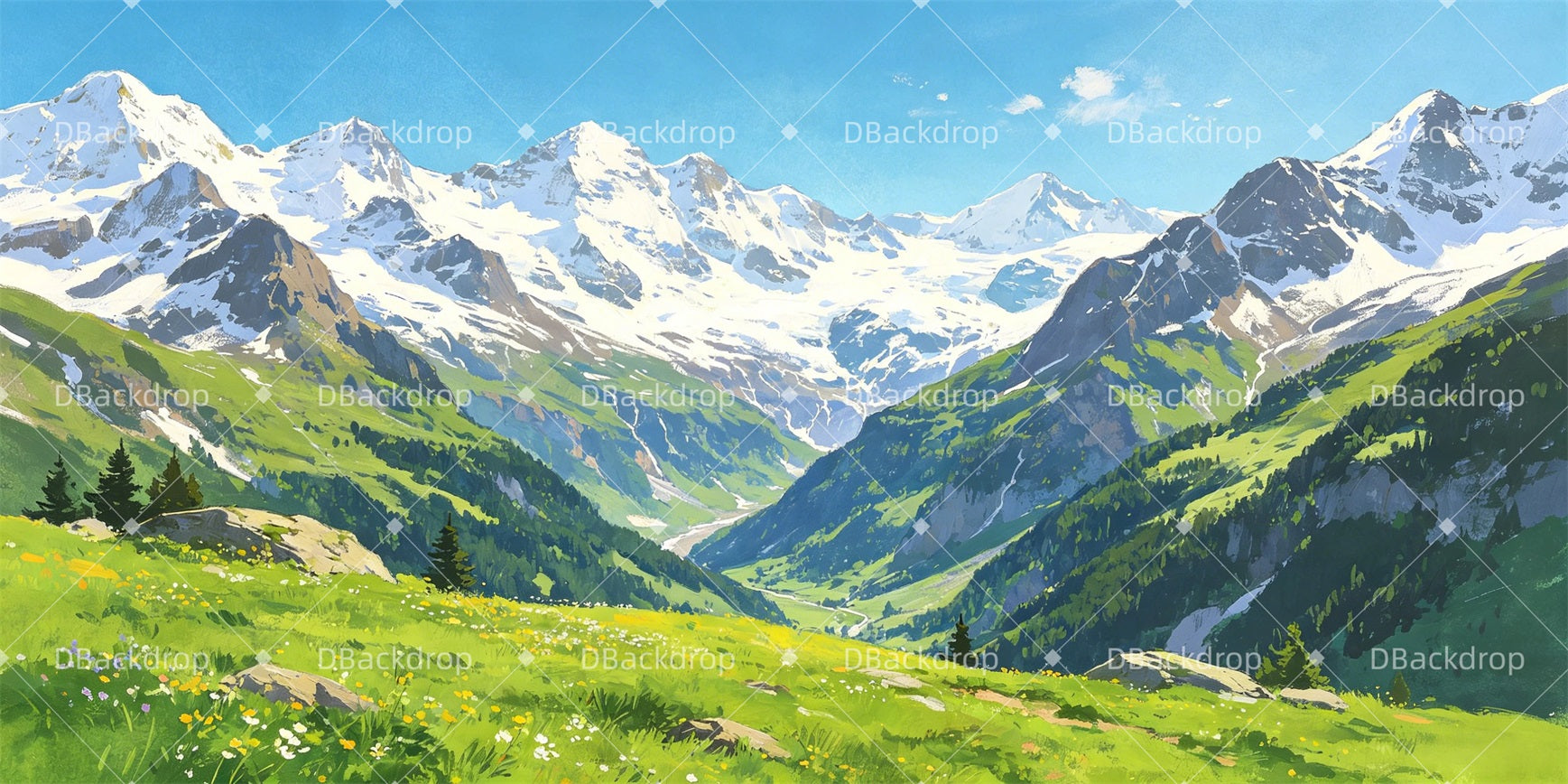 Stage Scenery Backdrops Mountain Valley Movie Theater Backdrop GQ66-T53