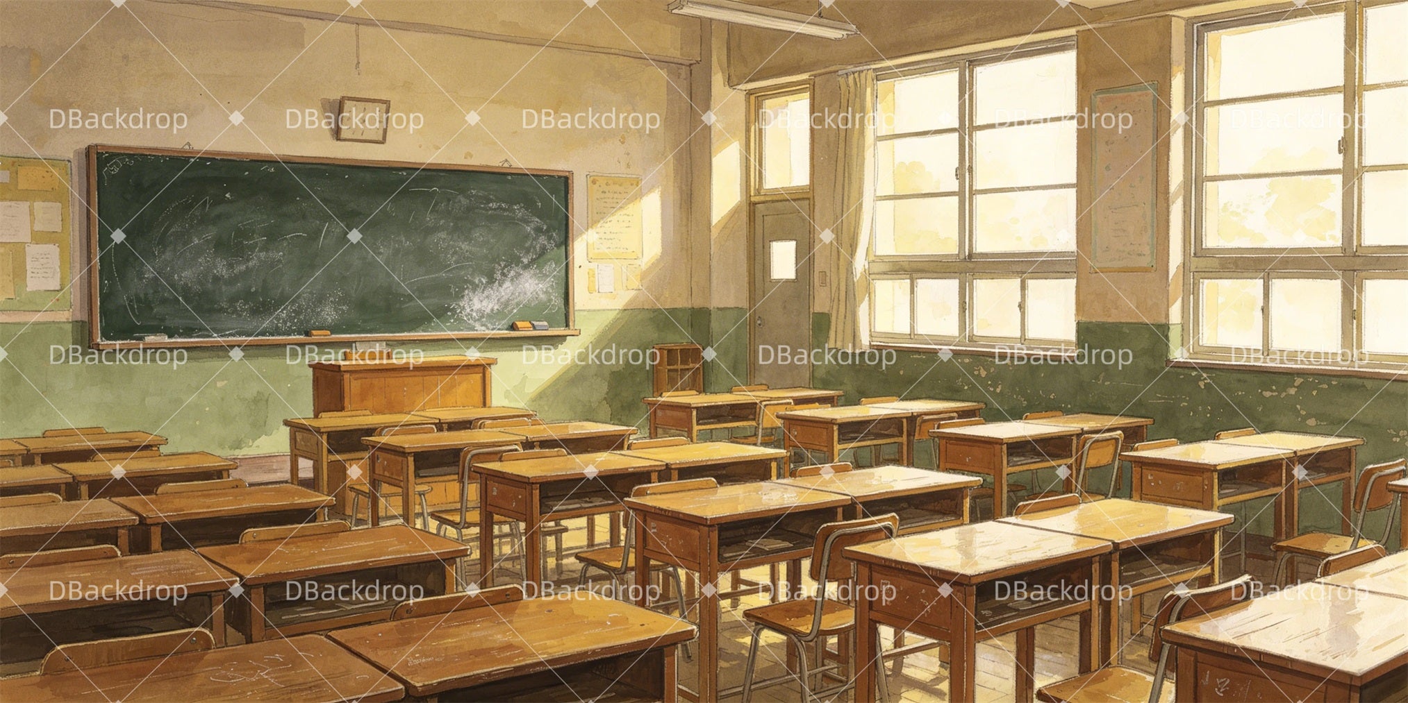 Theater Backdrops Old School Classroom School Play Backdrop GQ66-T65