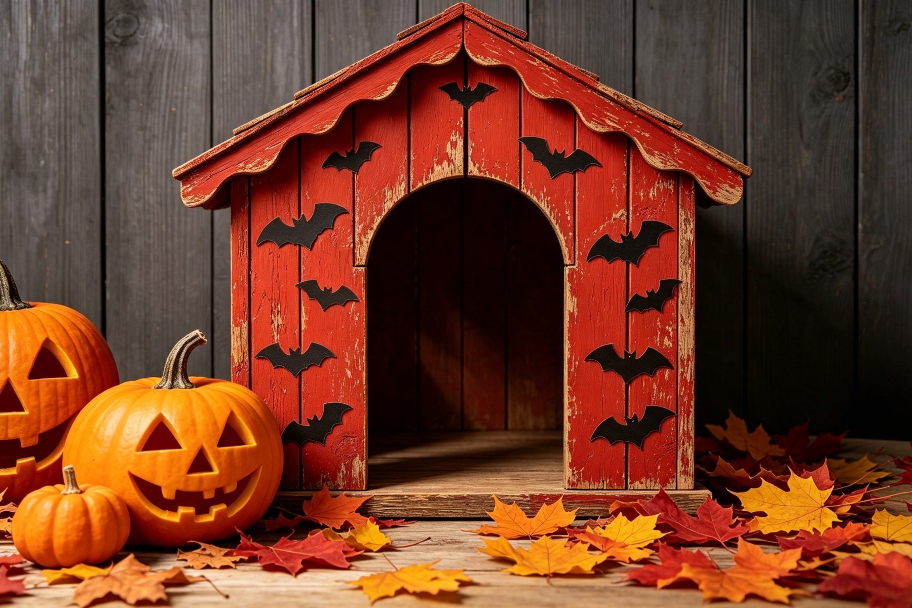 Dog Halloween Backdrop Rustic Bat Pumpkin Shelter Halloween Backdrop Roll GQ67-108