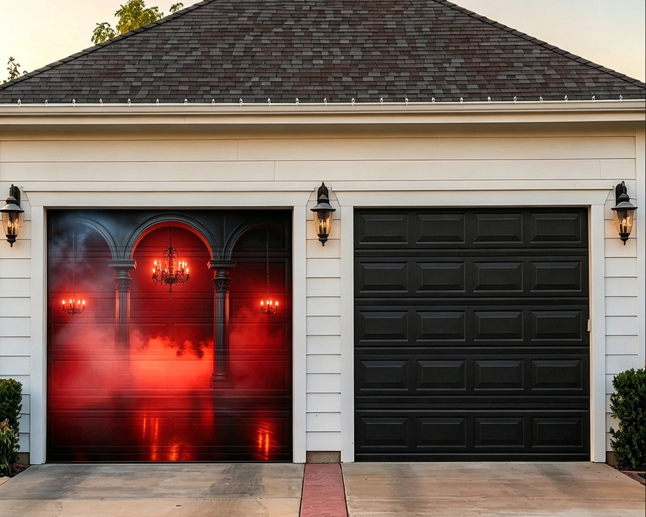 Gothic Backdrop Red Fog Colonnade Halloween Garage Door Banner GQ67-13-1 car