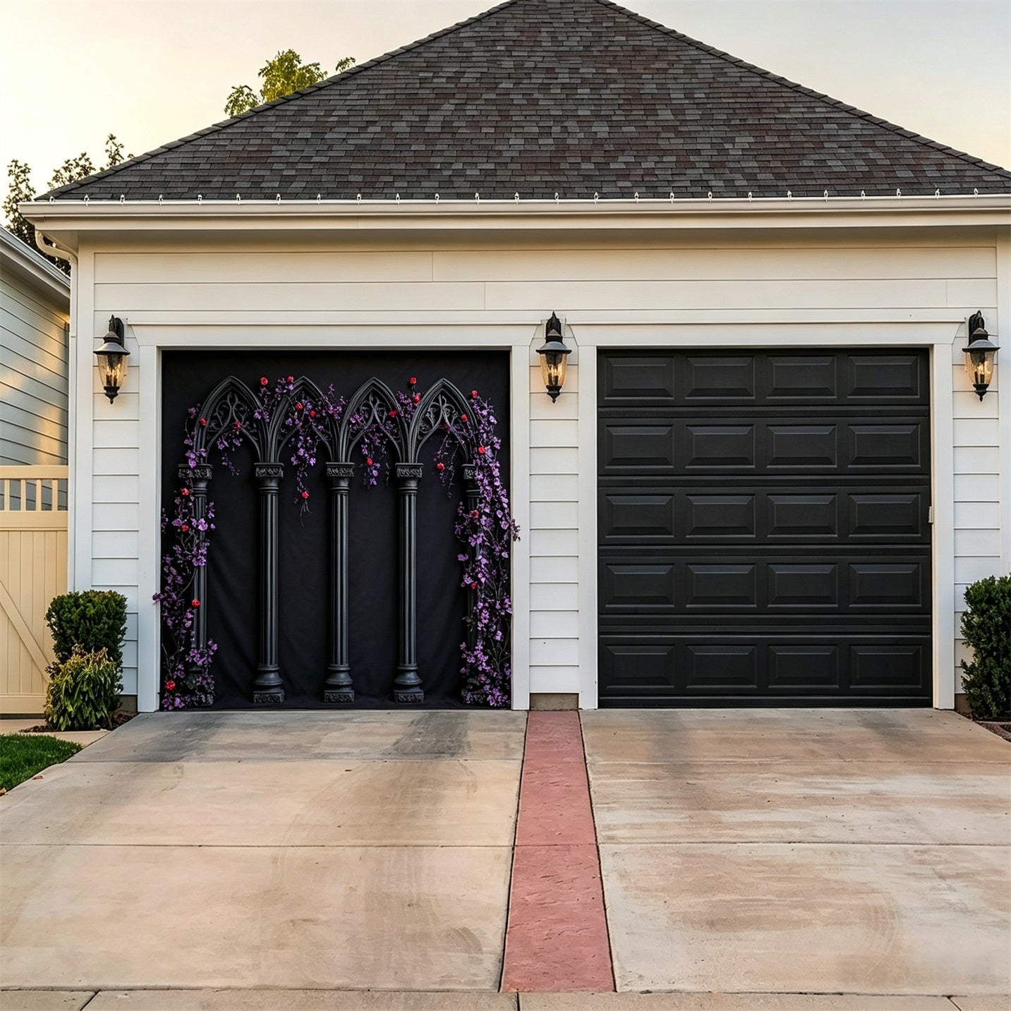 Halloween Gothic Backdrop Black Rose Arcade Double Garage Door Banner GQ67-14