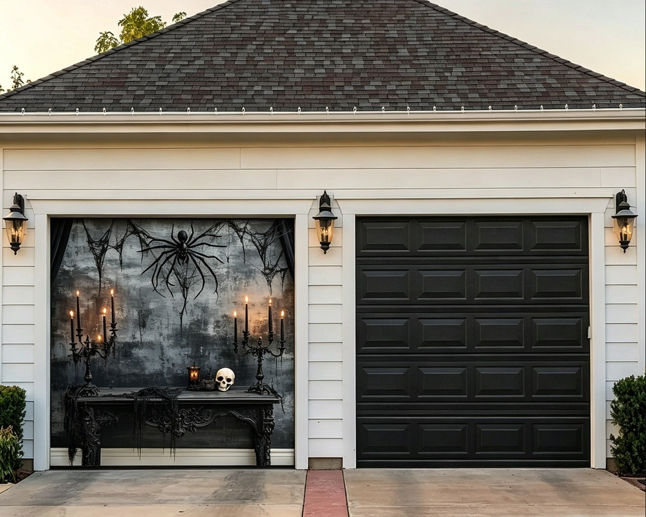 Halloween Backdrop Spider Skull Candle Chamber Two Car Garage Door Cover GQ67-15-1 car
