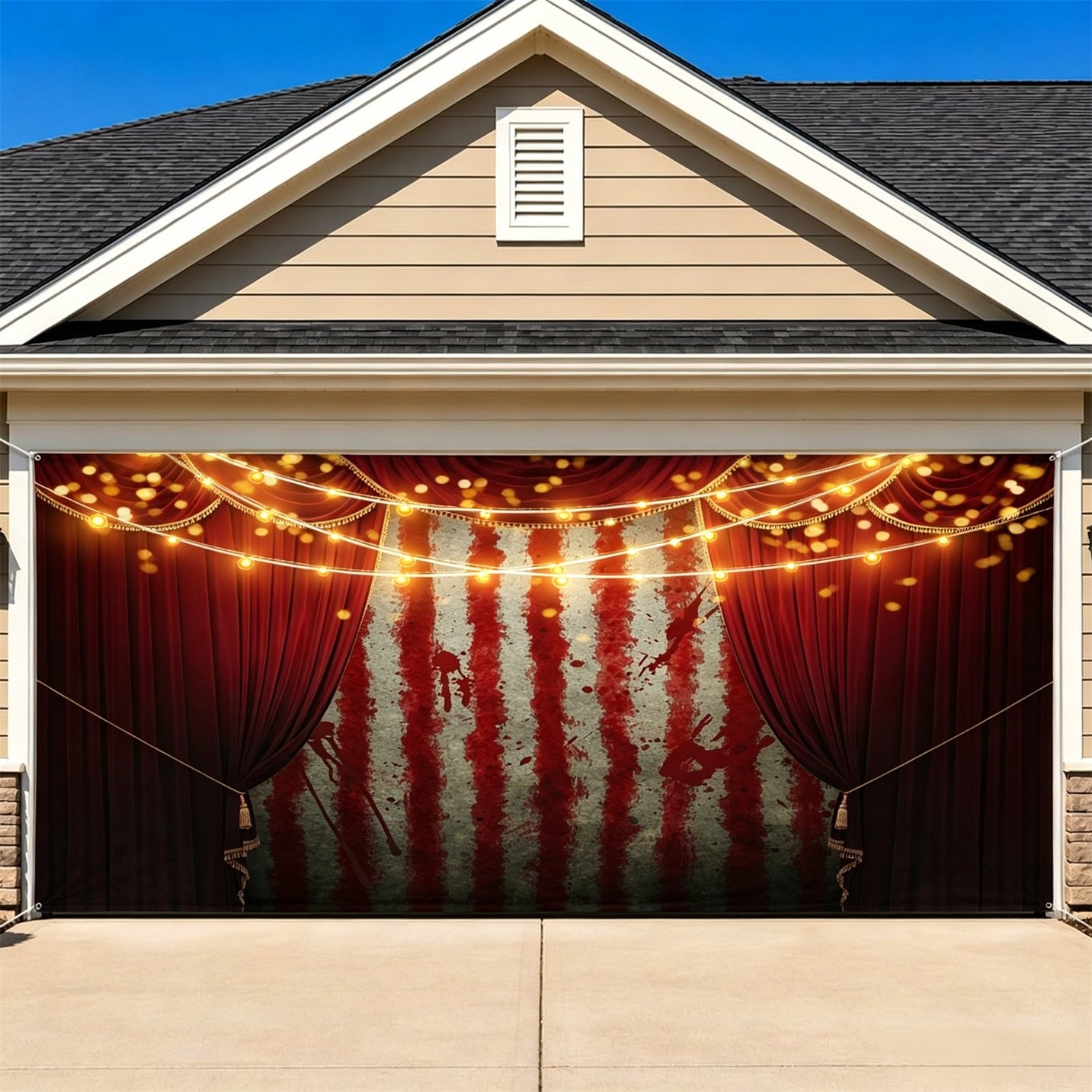 Halloween Bloody Circus Curtain Backdrop Garage Door Halloween Banner GQ67-16