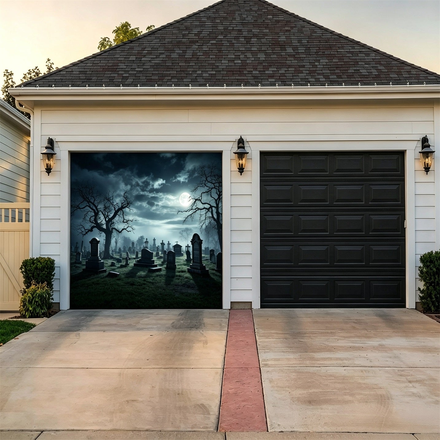 Halloween Garage Door Backdrop Gothic Graveyard Forest GQ67-2