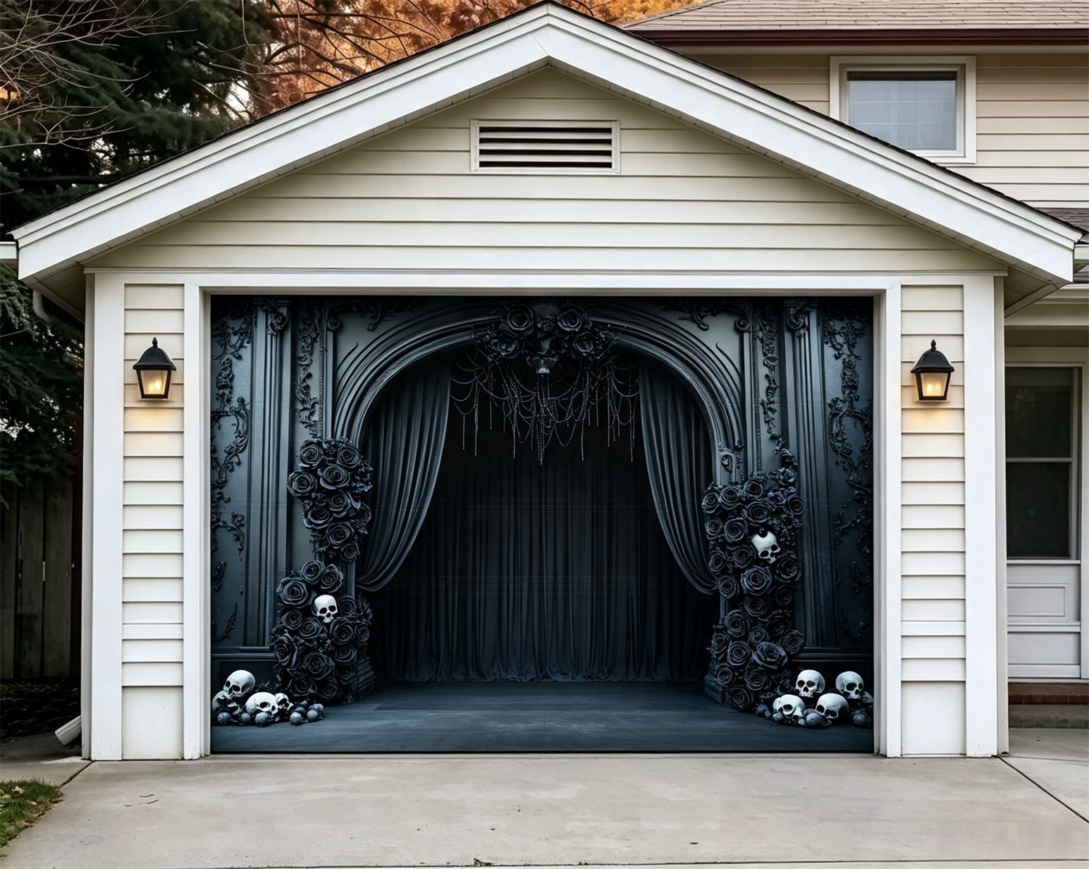 Halloween Backdrop Gothic Window Halloween Haunted House Garage Decor GQ67-27-1 car