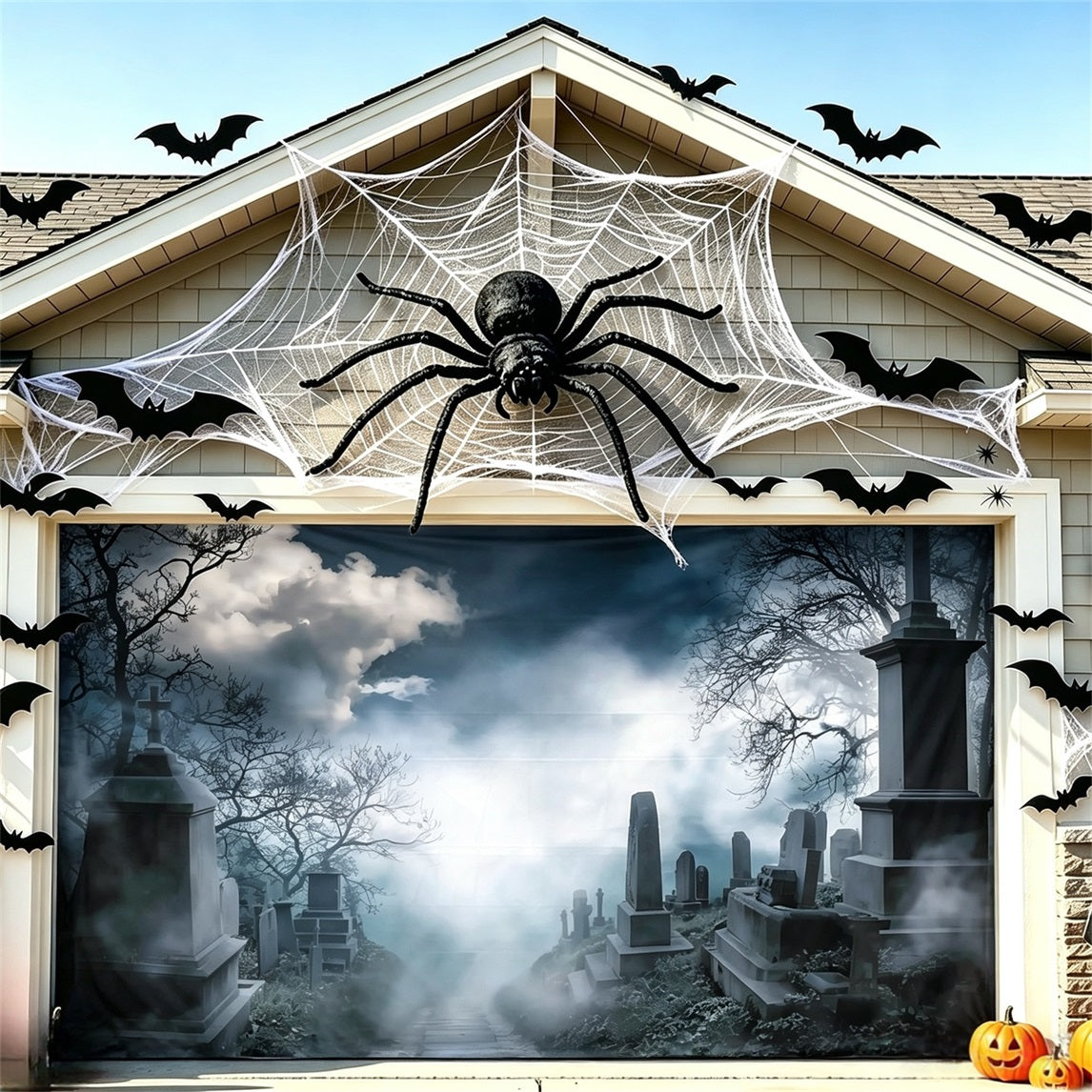 Halloween Haunted Graveyard Backdrop Trick or Treat Garage Door Banner GQ67-28