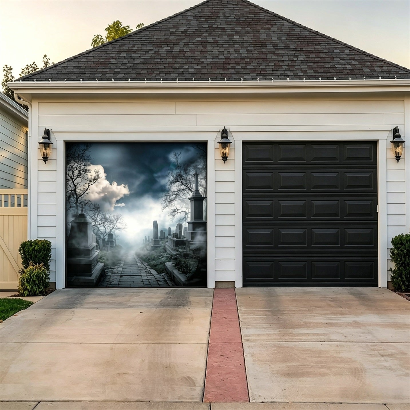 Halloween Haunted Graveyard Backdrop Trick or Treat Garage Door Banner GQ67-28