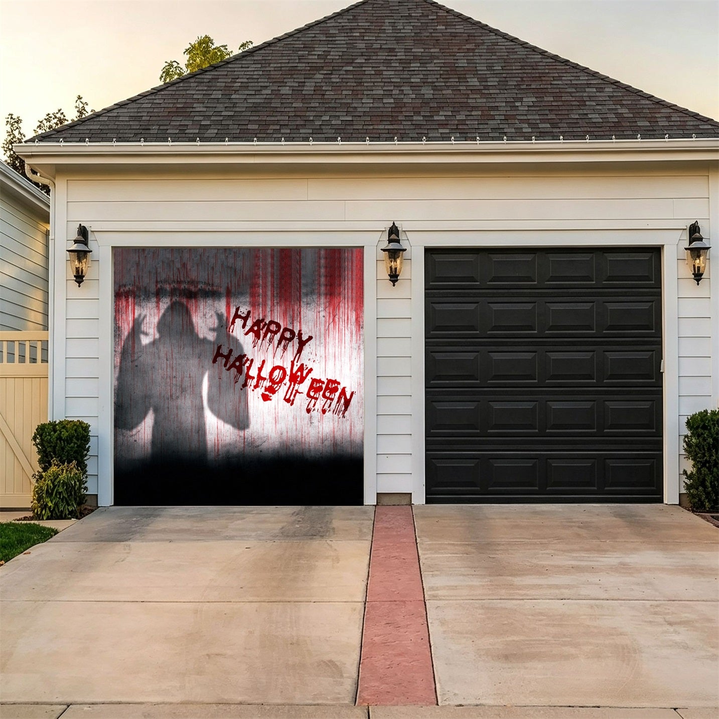 Happy Halloween Backdrop Bloody Shadow Horror Wall Garage Door Banner GQ67-29