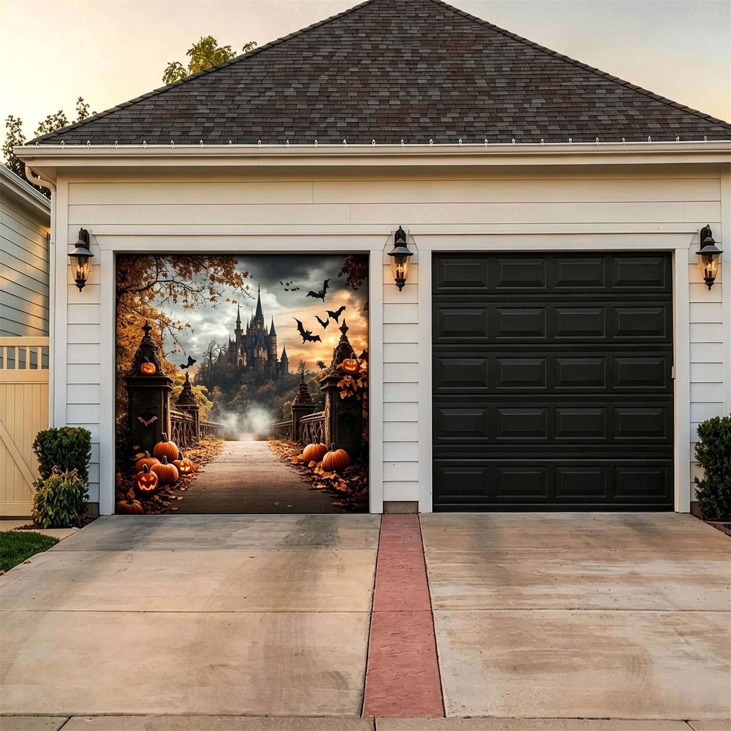 Halloween Haunted Castle Pathway Backdrop Halloween Garage Door Decor GQ67-38