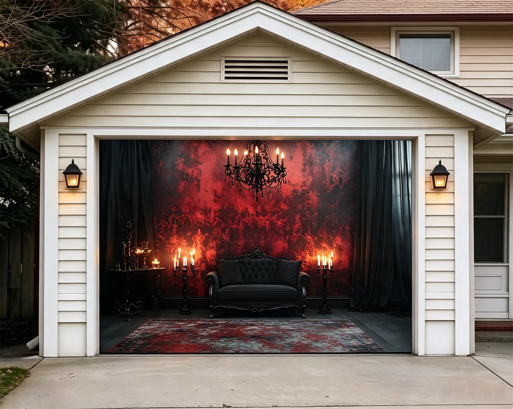Halloween Garage Door Decoration Crimson Gothic Candle Lounge GQ67-3-1 car