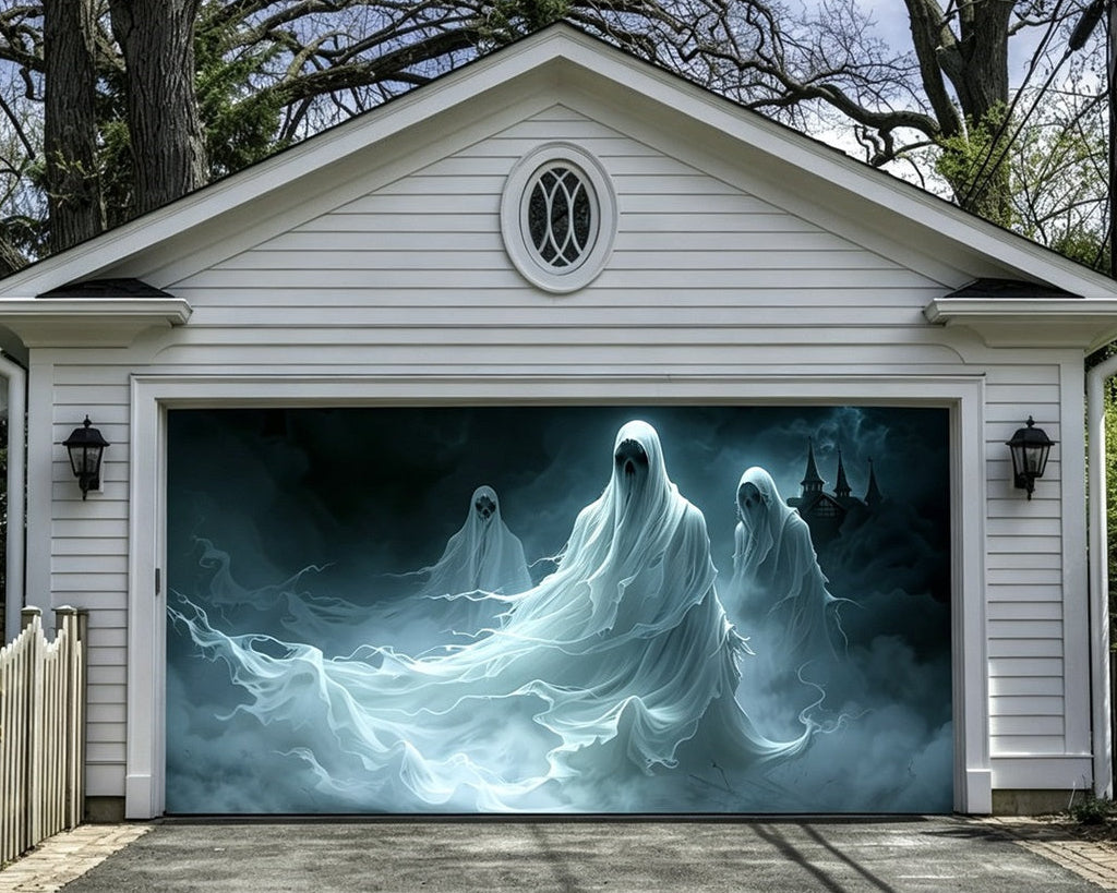 Halloween Backdrop Spectral Ghost Mist Procession Halloween Garage Door Decor GQ67-4-2 car
