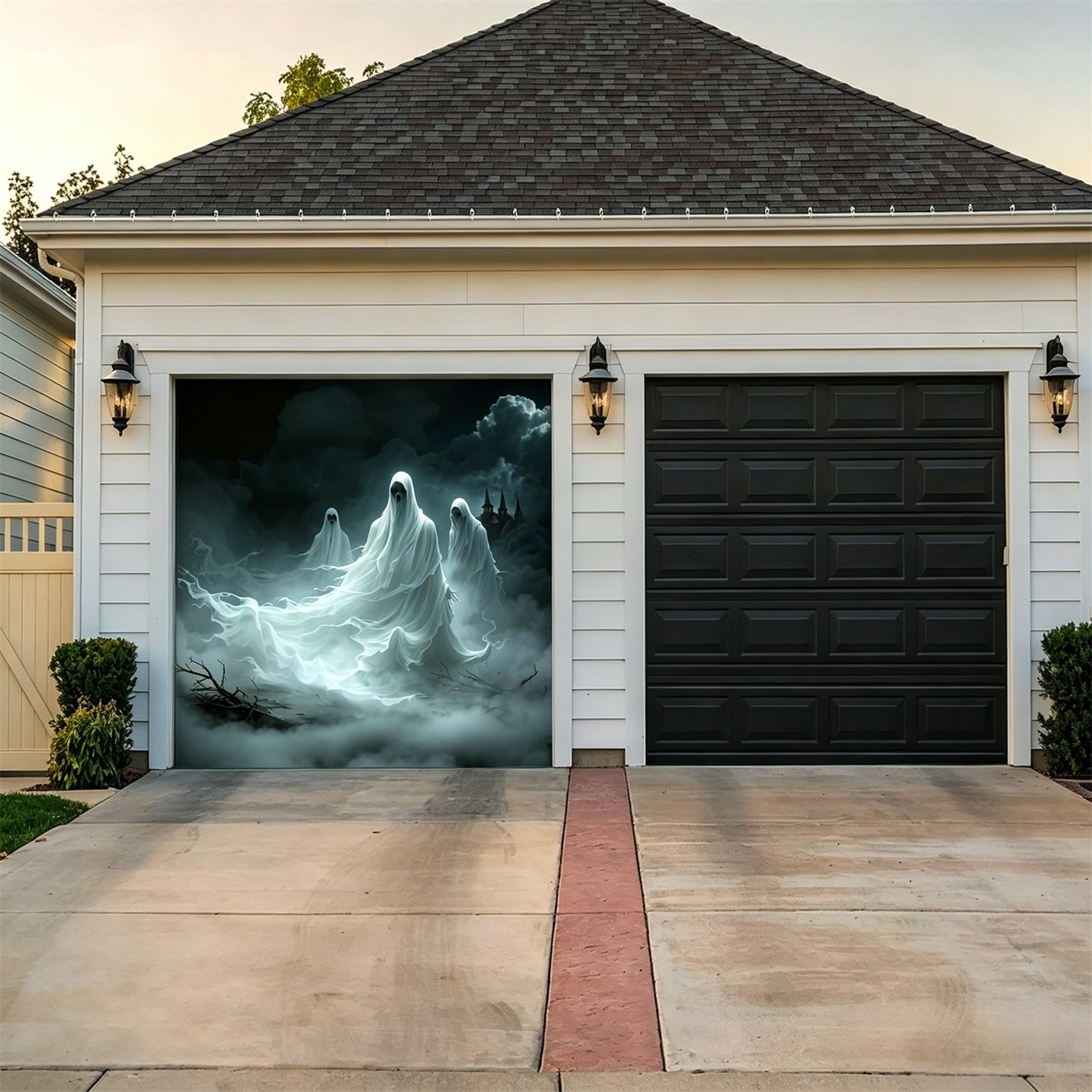 Halloween Backdrop Spectral Ghost Mist Procession Halloween Garage Door Decor GQ67-4