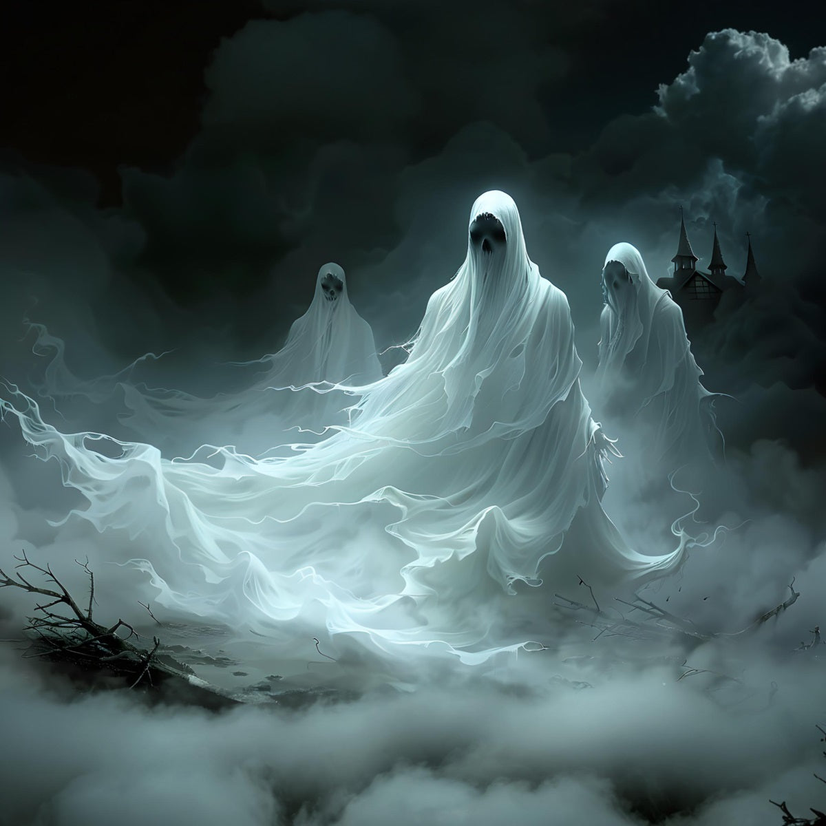 Halloween Backdrop Spectral Ghost Mist Procession Halloween Garage Door Decor GQ67-4
