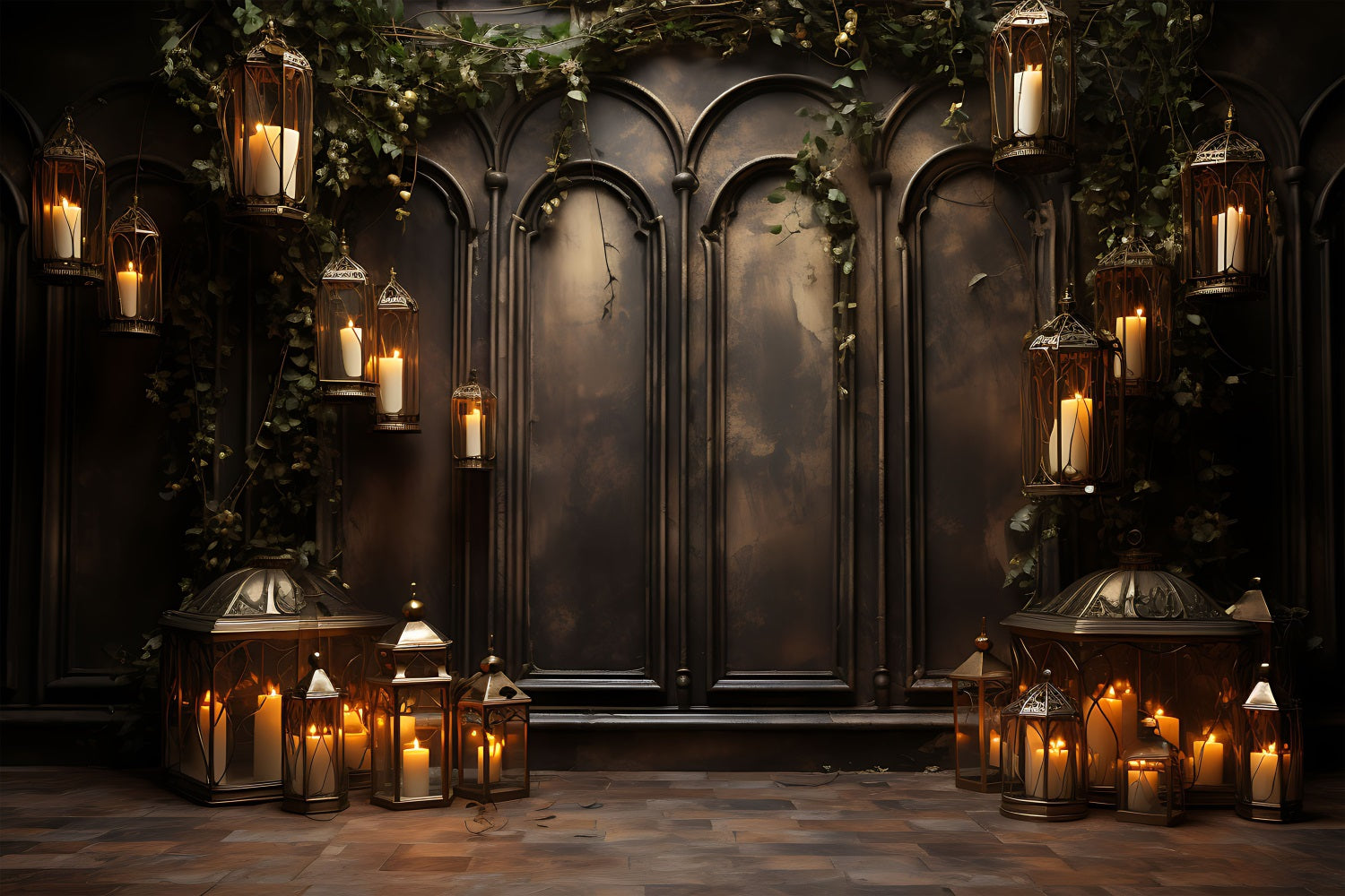 Halloween Gothic Candle Lantern Gallery Backdrop Garage Door Decor GQ67-47